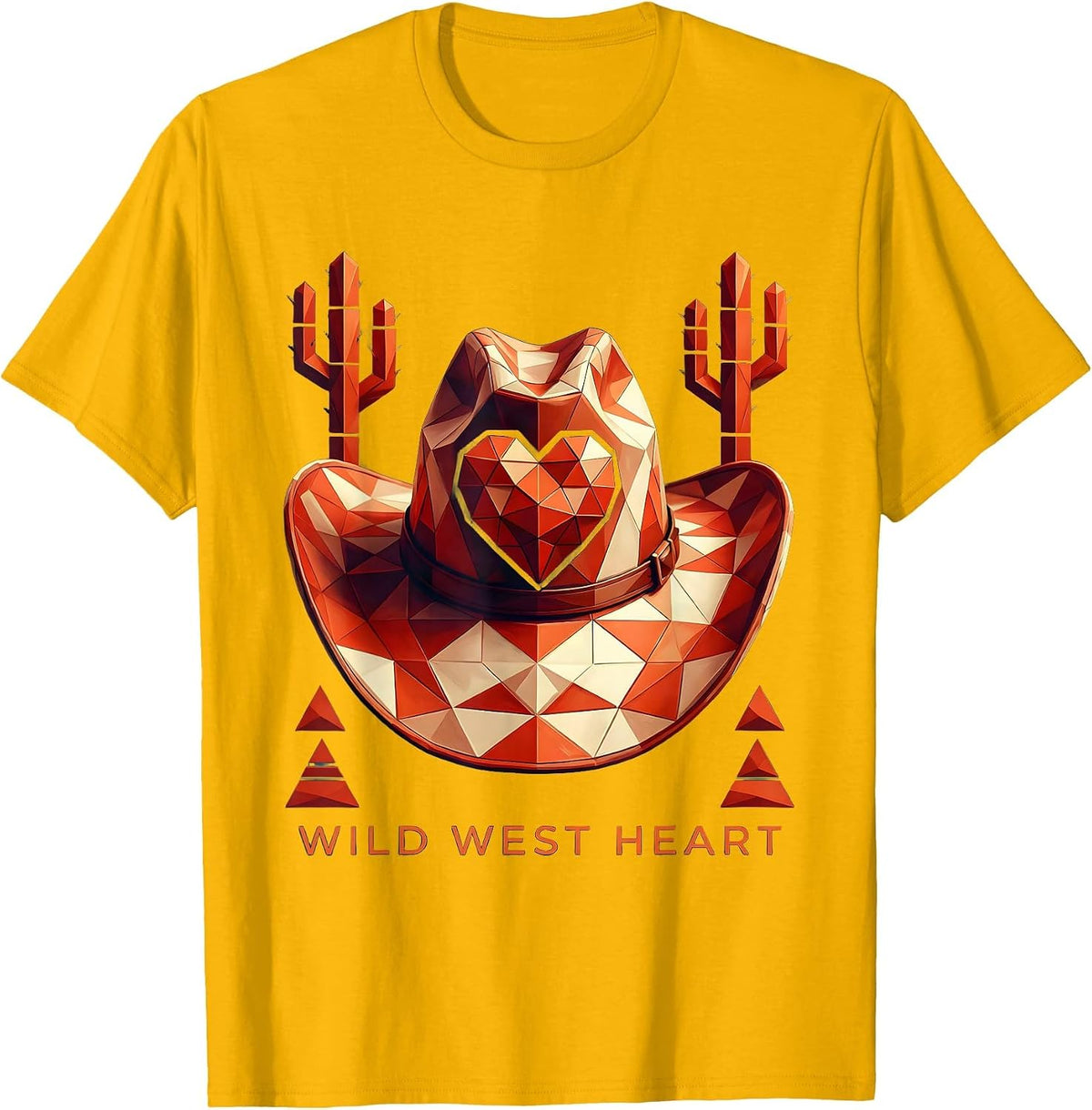 Men's Wild West Heart Cowgirl Graphic Design T-Shirt - Golden Yellow