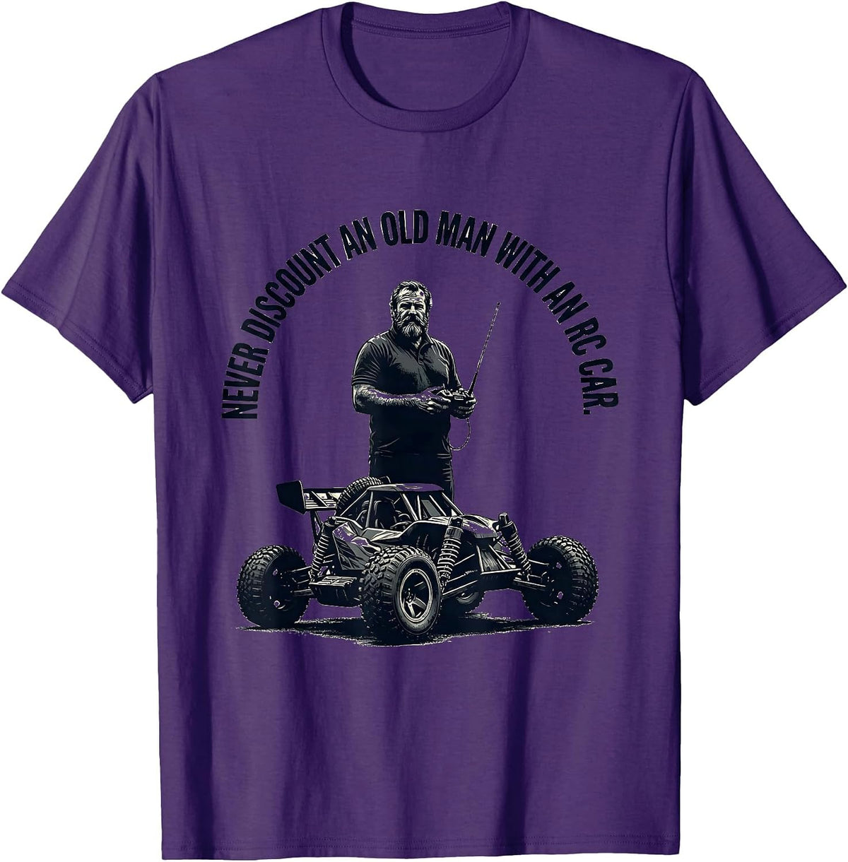 Men's Never Discount An Old Man With An RC Car Funny T-Shirt - Purple