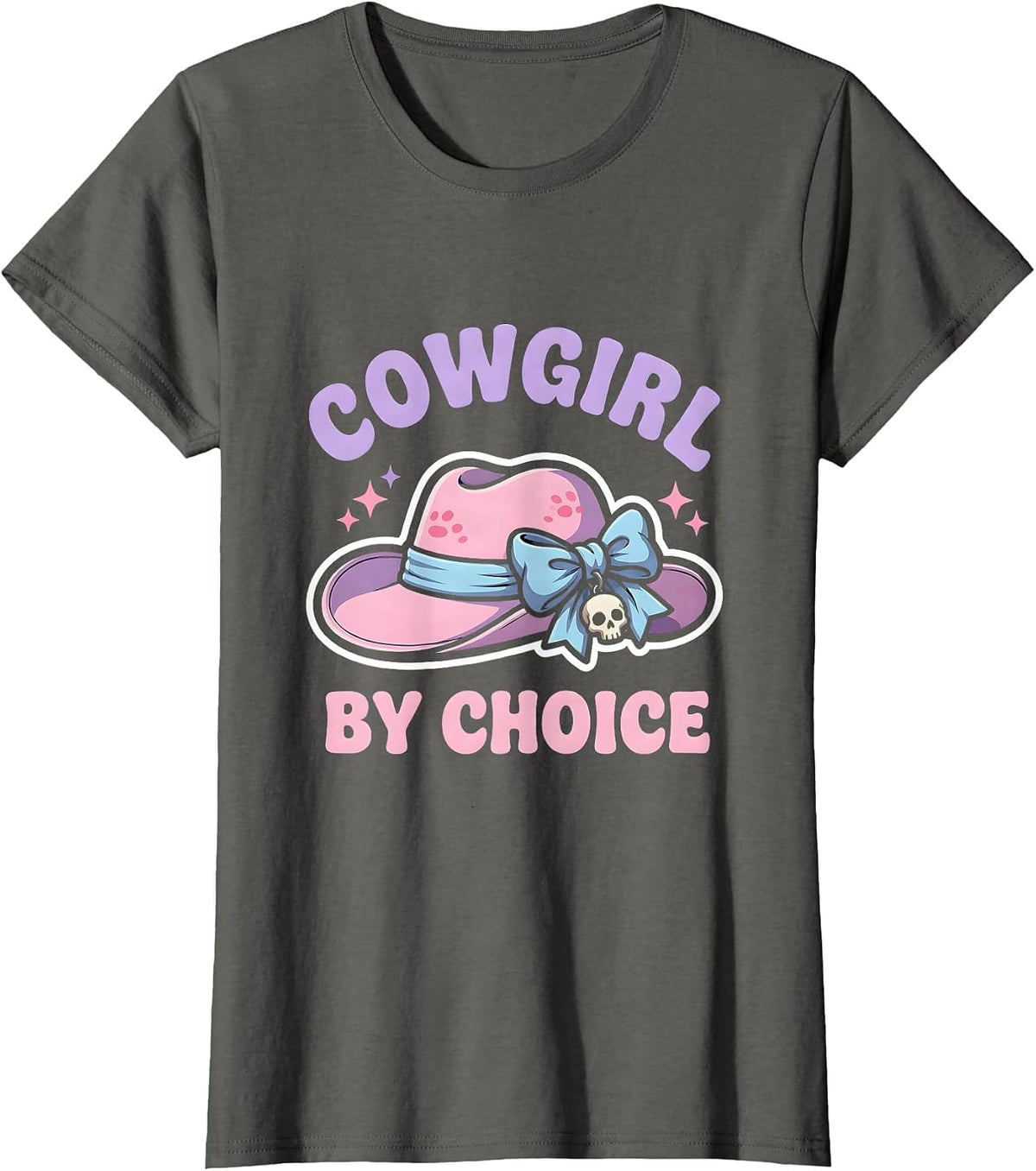 Women's Cowgirl By Choice Western Girls Design T-Shirt - Asphalt Grey