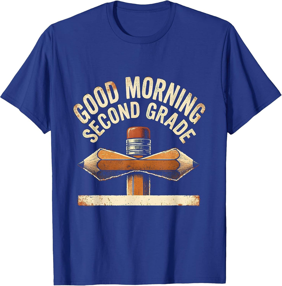 Men's Good Morning, Second Grade Cute Coquette Bow Back to School T-Shirt - Royal Blue