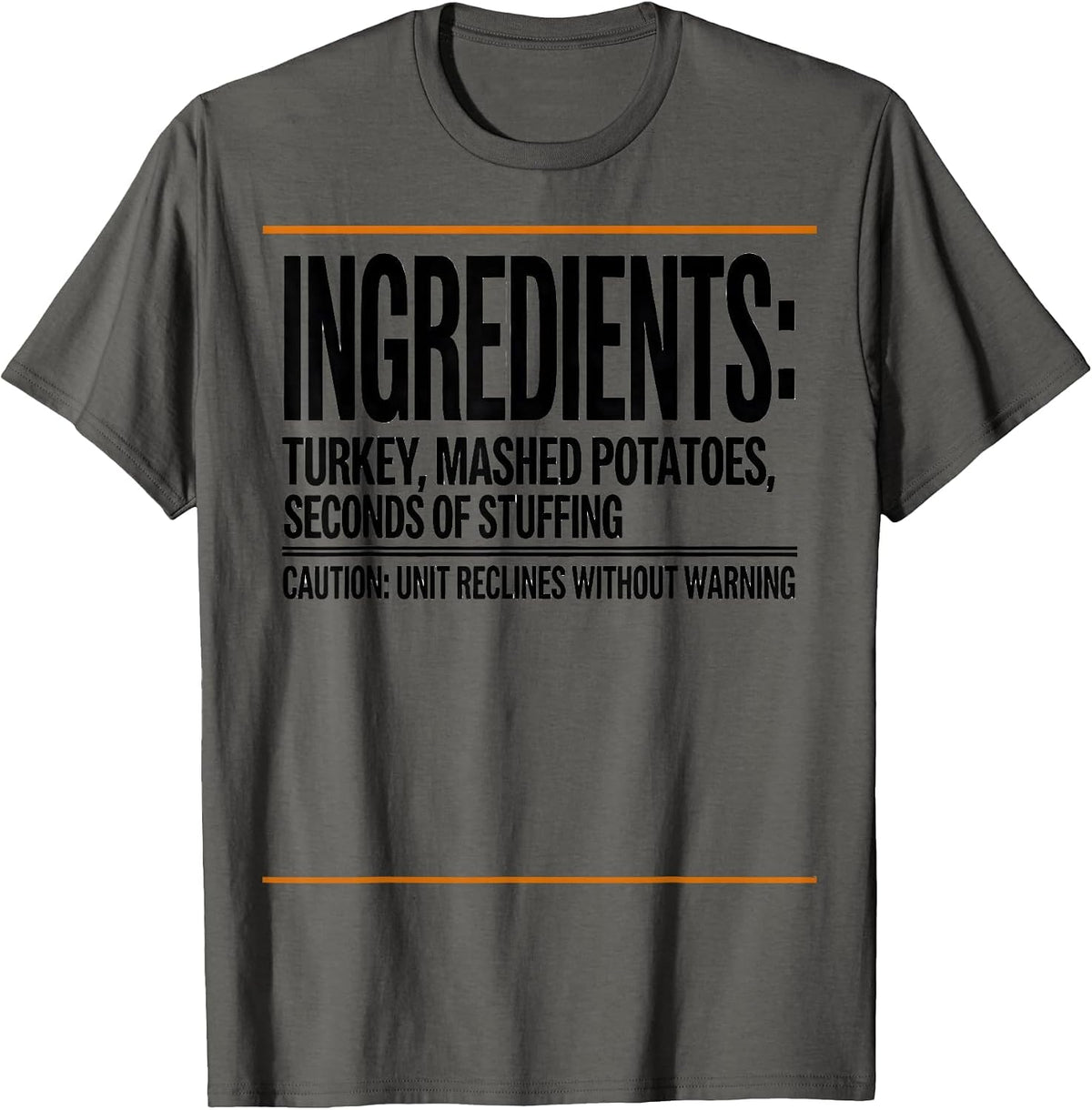 Thanksgiving Dinner Costume Nutrition Facts Parody T-Shirt - Asphalt Grey