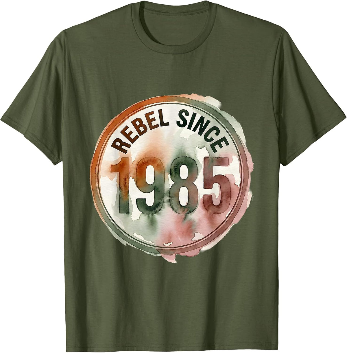 Rebel Since 1985 Funny Vintage Retro Humor T-Shirt - Olive Green