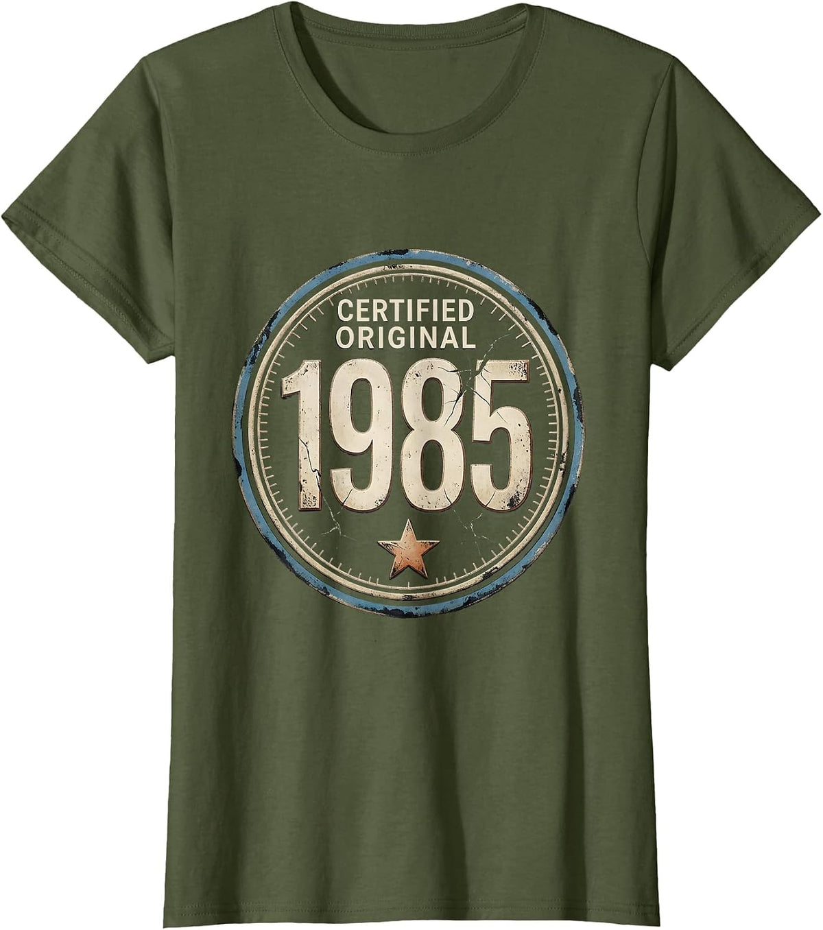 Women's Certified Original 1985 Vintage Stamp 41st Birthday Gift Men T-Shirt - Olive Green
