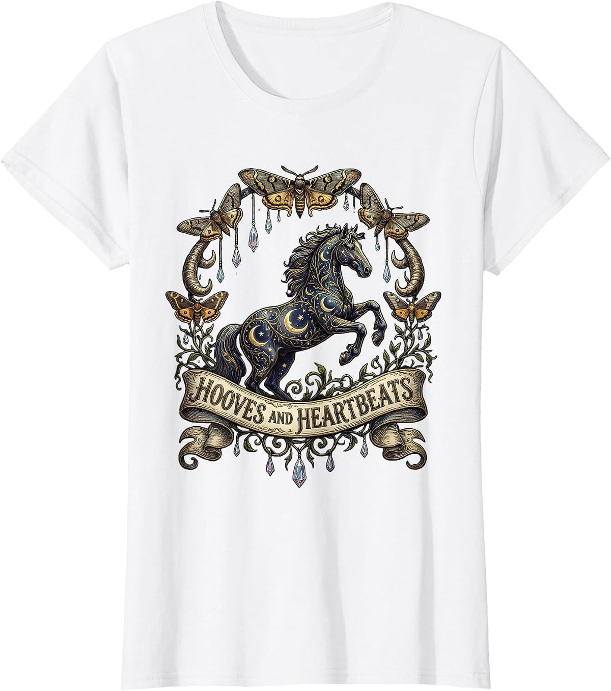 Hooves and Heartbeats Horse Lover Design T-Shirt - White