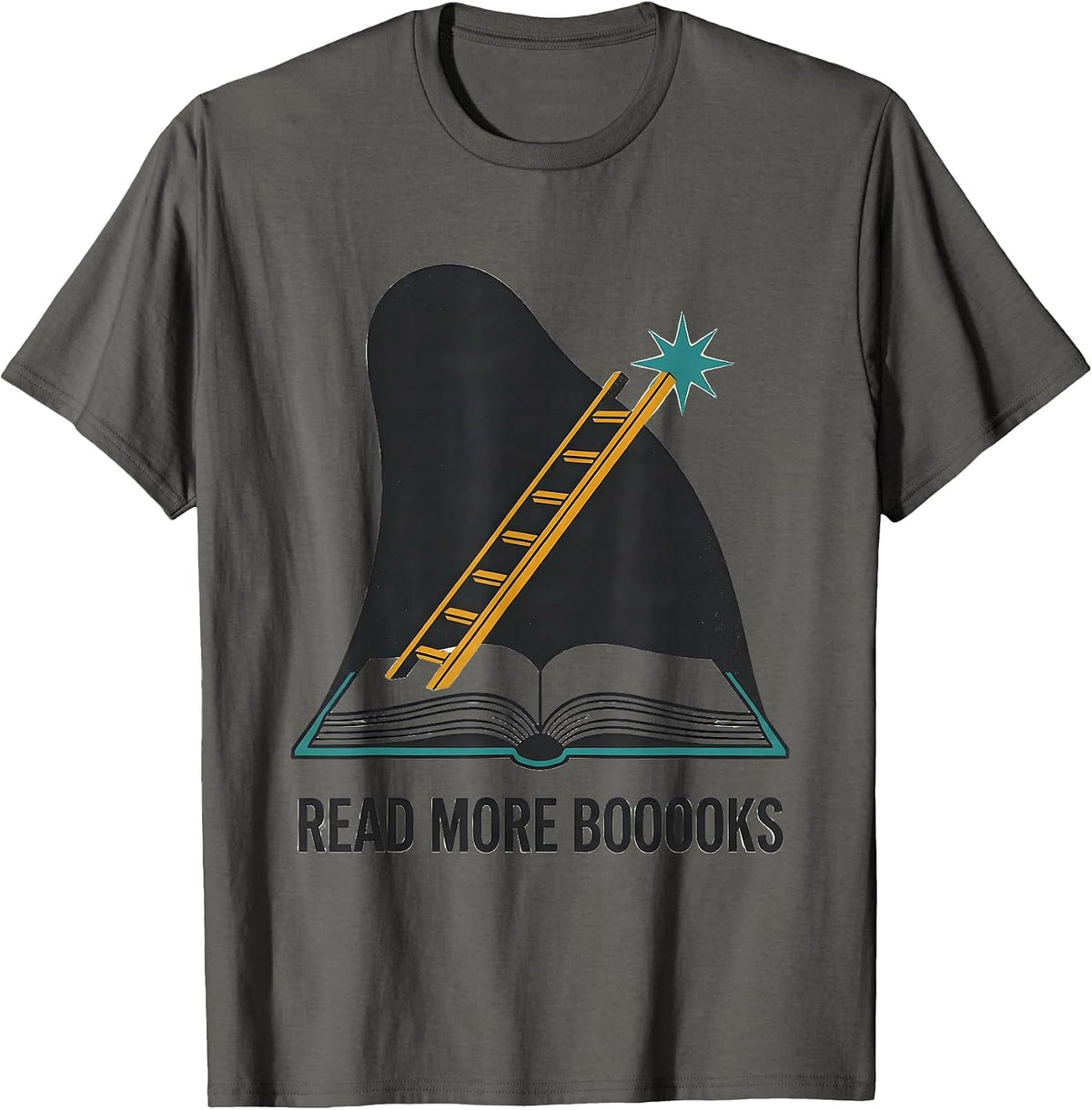 Read More Booooks Midcentury Modern Ghost Book Lover T-Shirt - Asphalt Grey