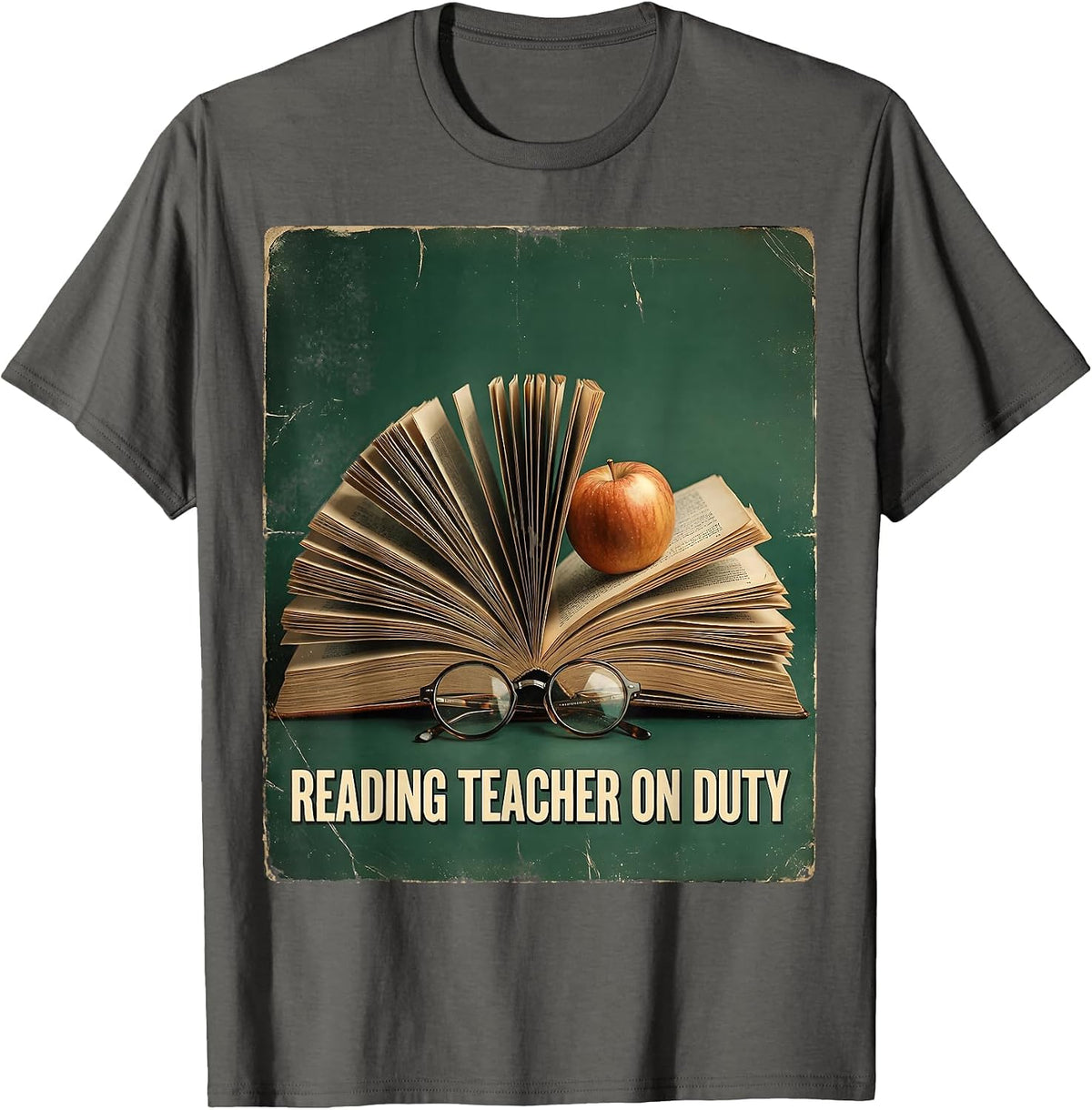 Reading Teacher On Duty Educator Design T-Shirt - Asphalt Grey