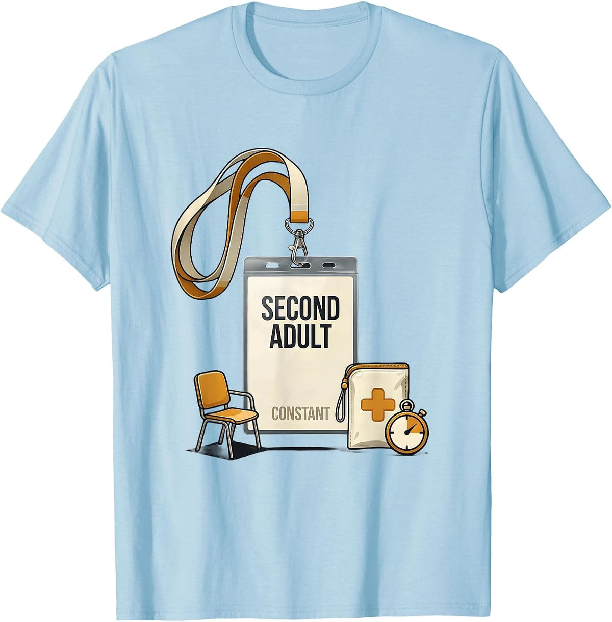 Men's Second Adult Constant Editorial Conceptual Paraeducator Back T-Shirt - Baby Blue