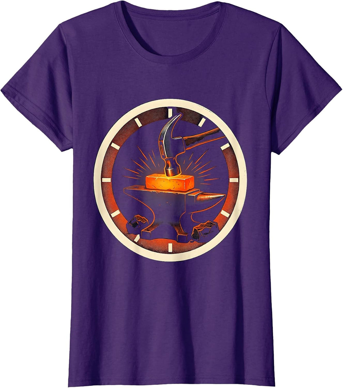 Women's Sealed Forge Hammer Anvil Screenprint Poster Blacksmith Gift T-Shirt - Purple