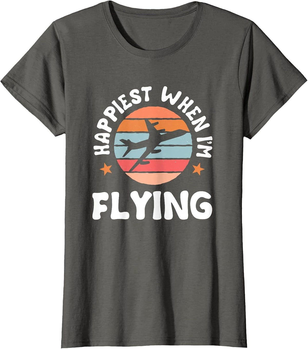 Pilot Flying Retro Aviator Airman Airwoman Aircraft Airplane T-Shirt - Asphalt Grey