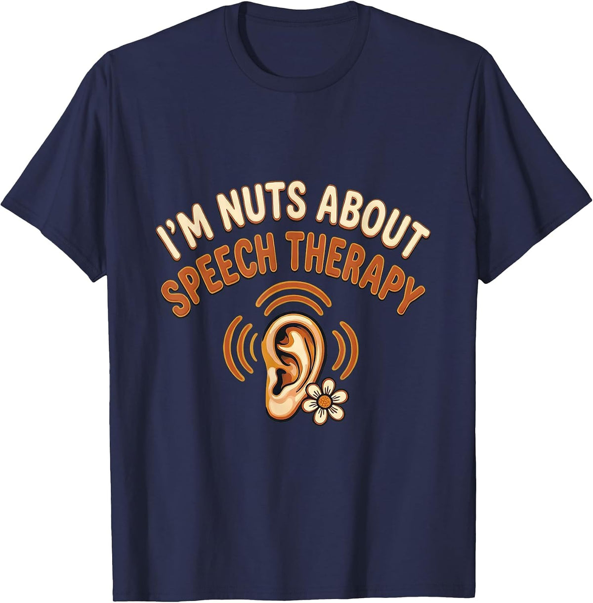 I’m Nuts About Speech Therapy Retro Folk Art SLP Gift T-Shirt - Navy Blue