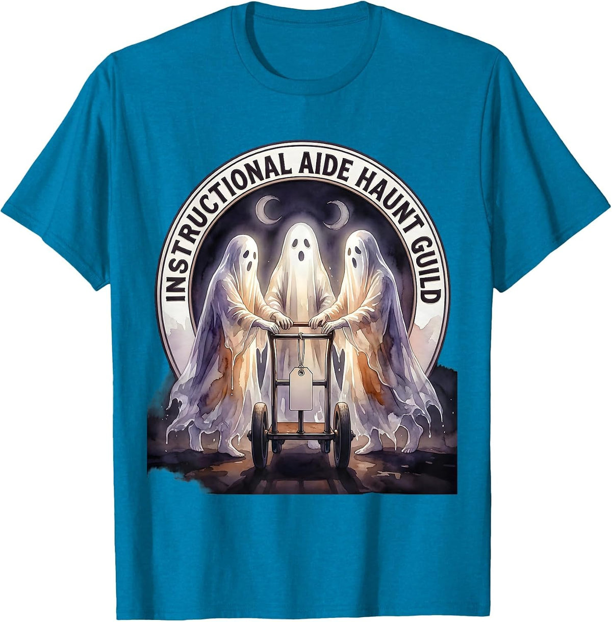 Instructional Aide Haunt Guild Watercolor Ghost Para Normal T-Shirt - Sapphire Blue