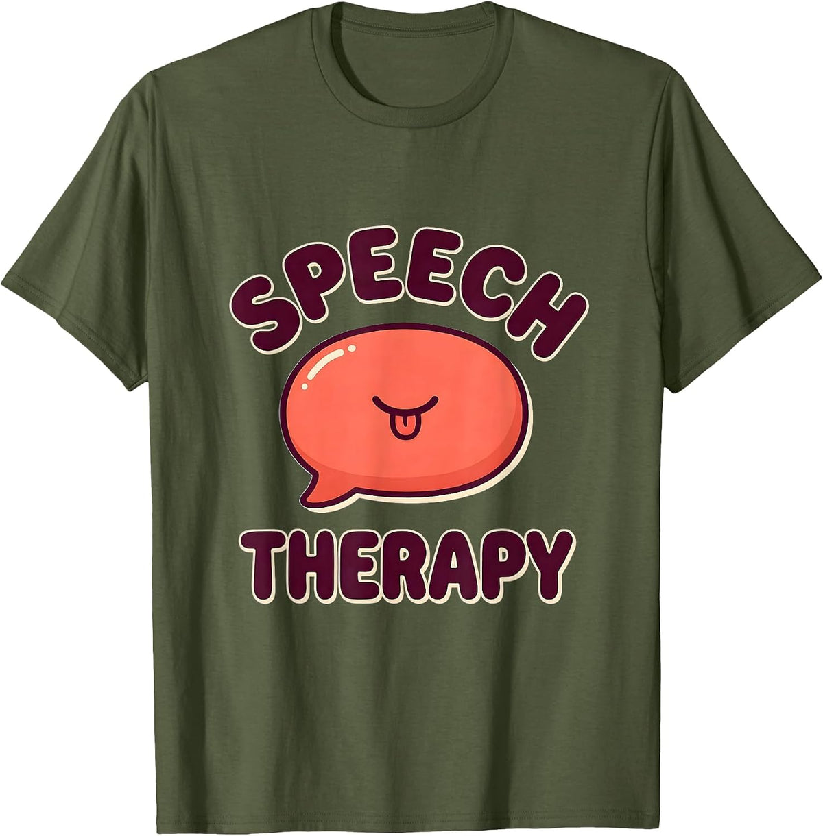 Speech Therapy Cute Kawaii Speech Language Pathologist SLP T-Shirt - Olive Green