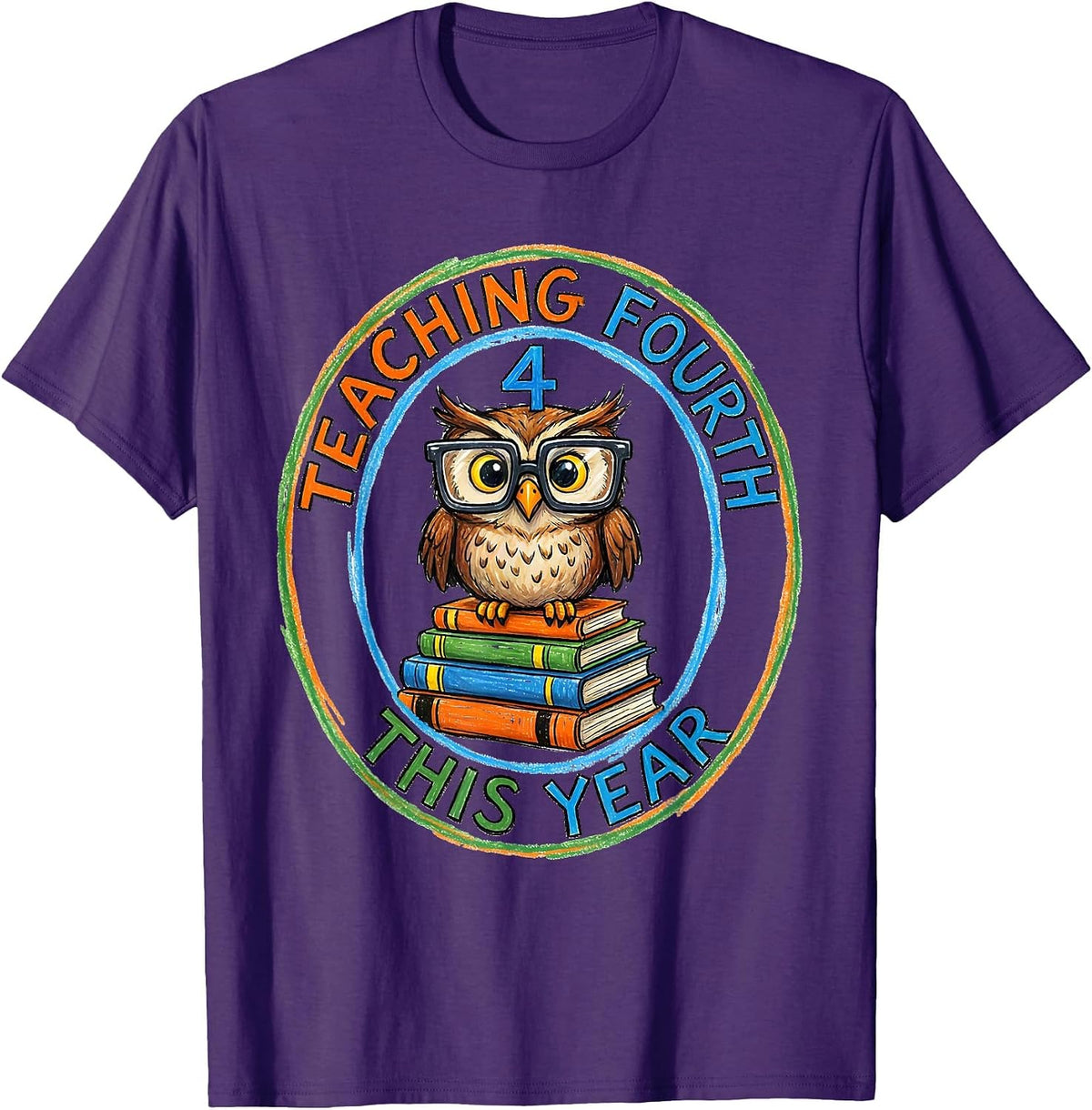 Men's Teaching Fourth This Year Naive Kidcore Grade Level Pride T-Shirt - Purple
