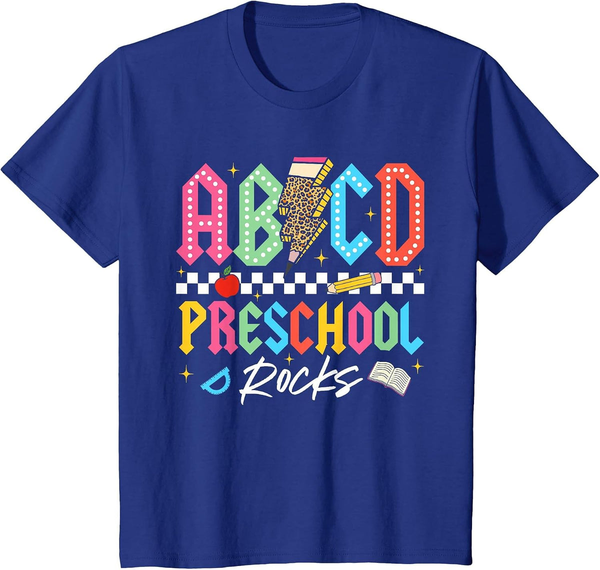 ABCD Preschool Rocks Pencil Lightning Teachers Rock Boys T-Shirt - Royal Blue