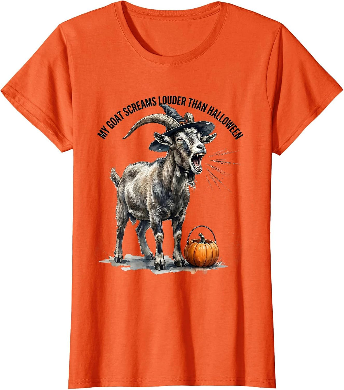 My Goat Screams Louder Than Halloween Funny Goat Lover T-Shirt - Orange