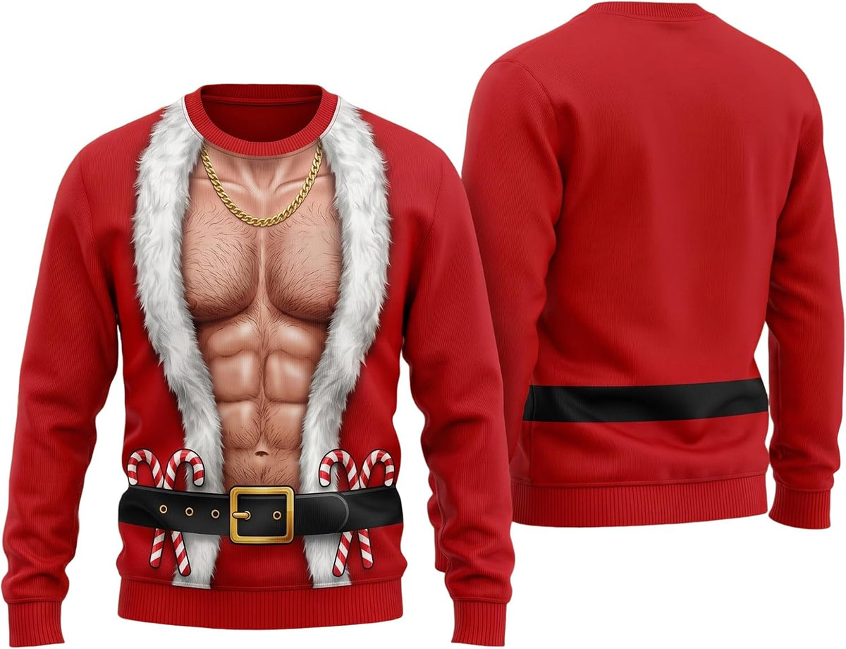 Ugly Christmas Sweaters for Men 2026, Santa Funny Christmas Sweatshirt - S3
