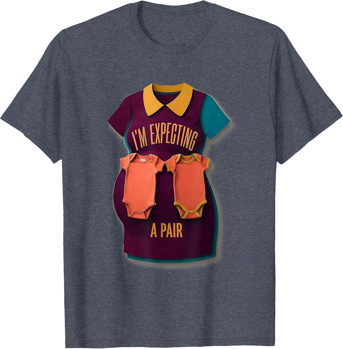 I’m Expecting A Pair Funny Twin Mom Pregnancy Announcement T-Shirt - Heather Blue