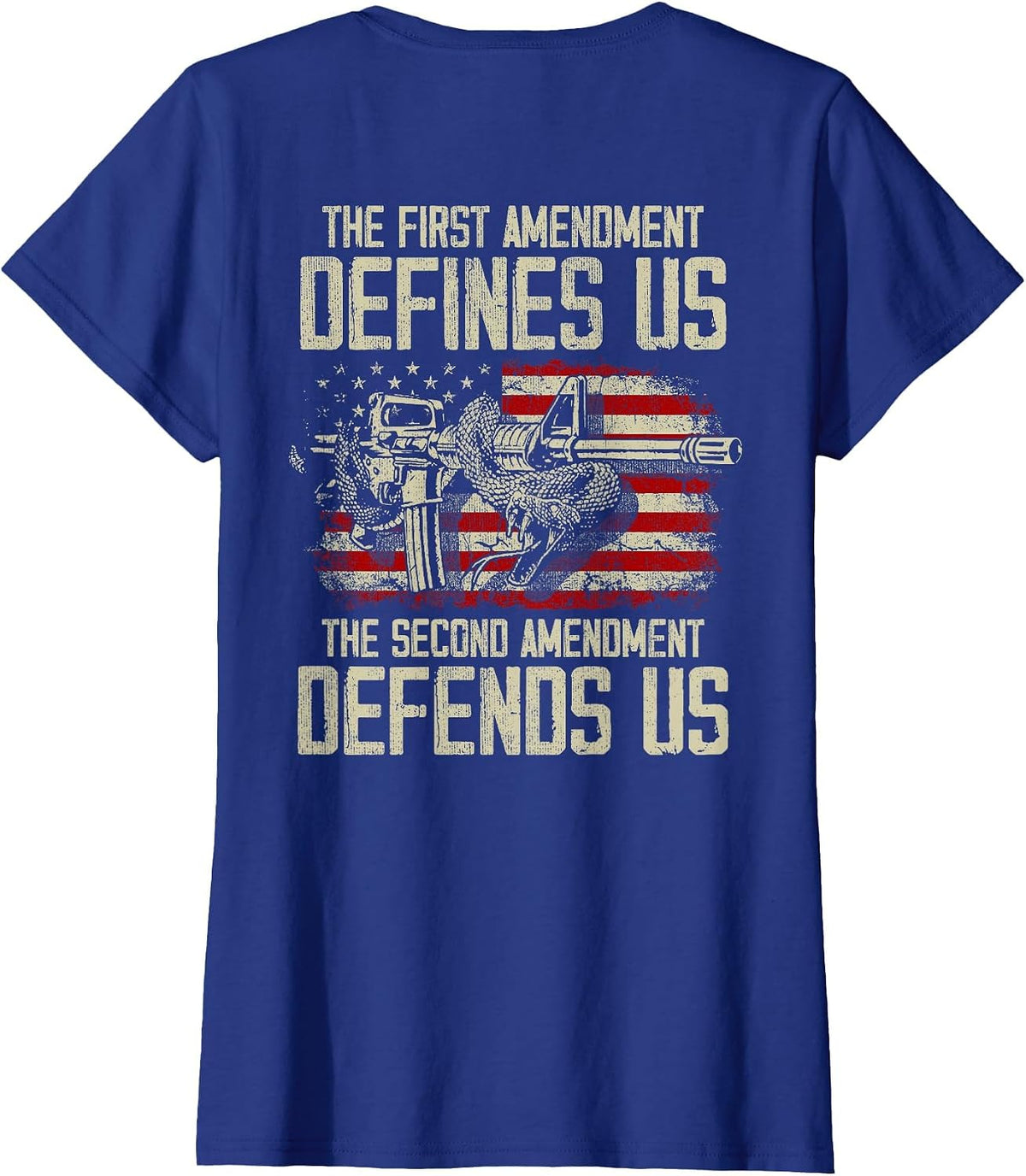 The First Amendment Defines us American Flag (On Back) T-Shirt - Royal Blue