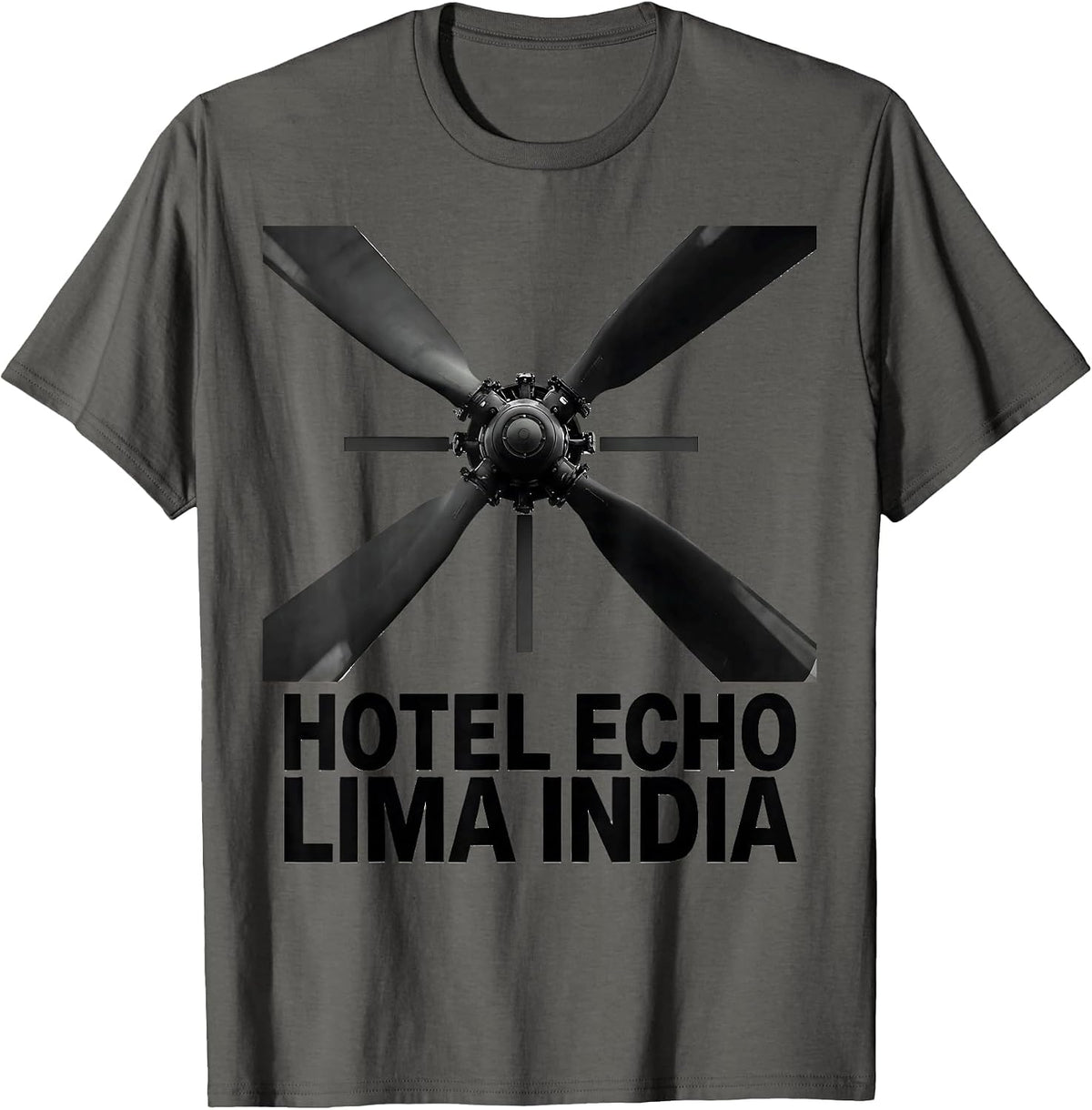 Men's Hotel Echo Lima India Monochromatic Phonetic Alphabet Pilot T-Shirt - Asphalt Grey