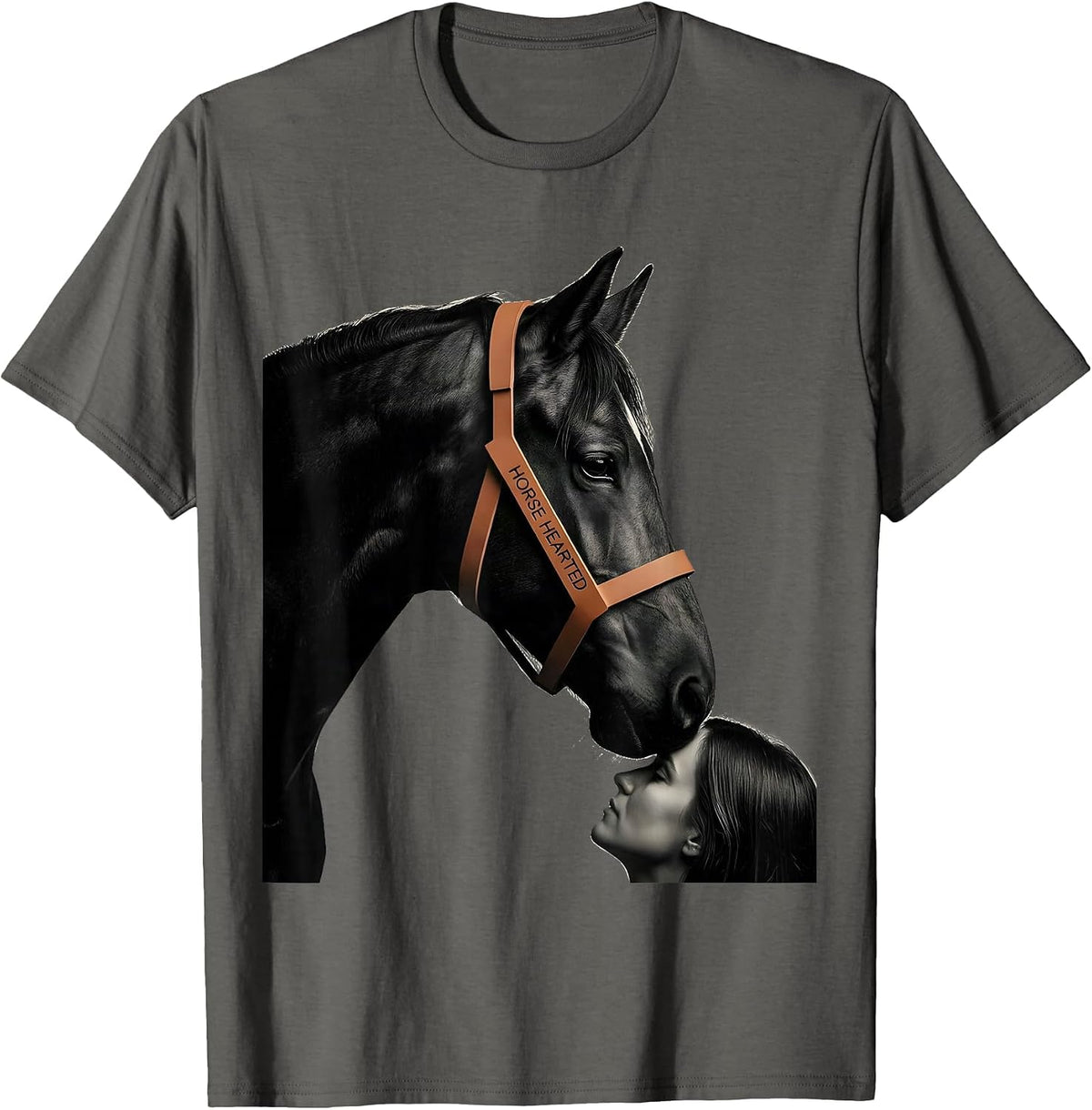Horse Hearted Minimalist Horse Lover Girl Humor T-Shirt - Asphalt Grey