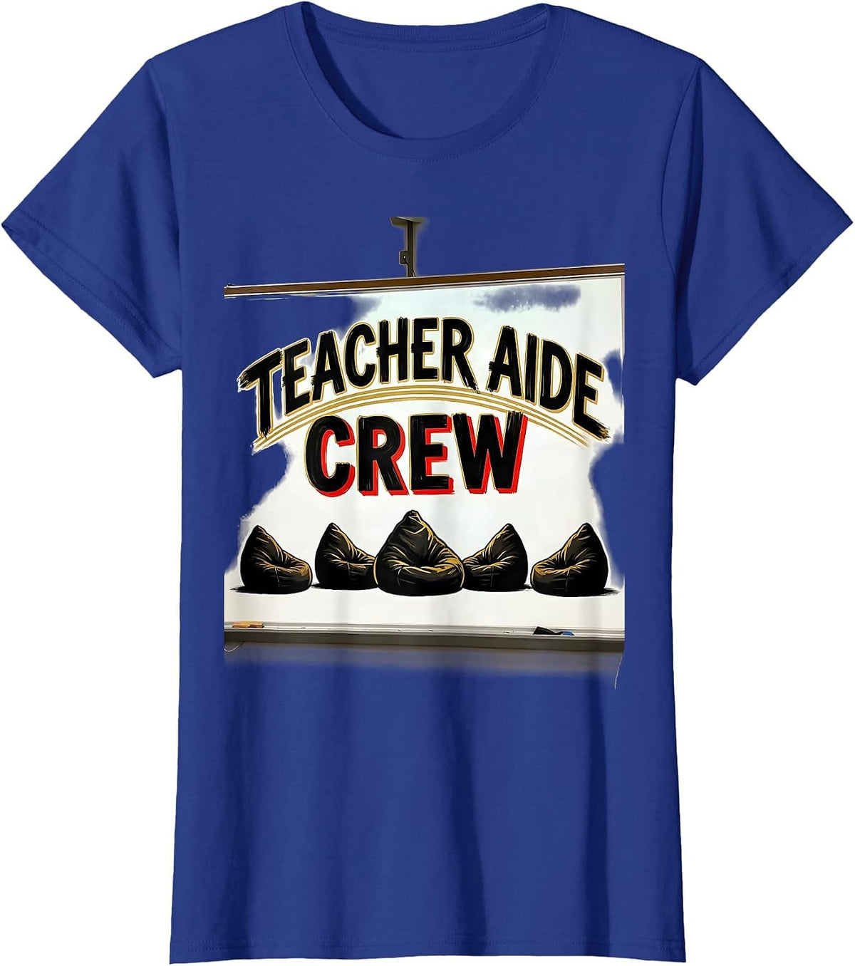 Women's Teacher Aide Crew Sign Painter Showcard Back To School T-Shirt - Royal Blue
