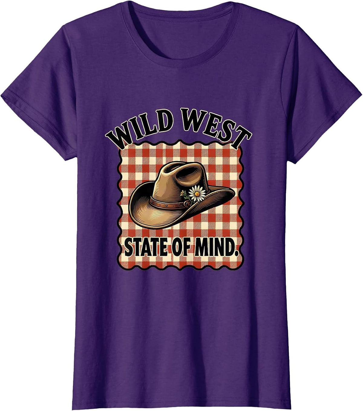 Women's Wild West State of Mind Cowgirl Design T-Shirt - Purple