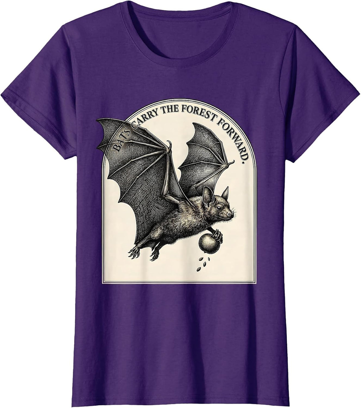 Women's Bats Carry The Forest Forward Funny Bat Lover Biology T-Shirt - Purple