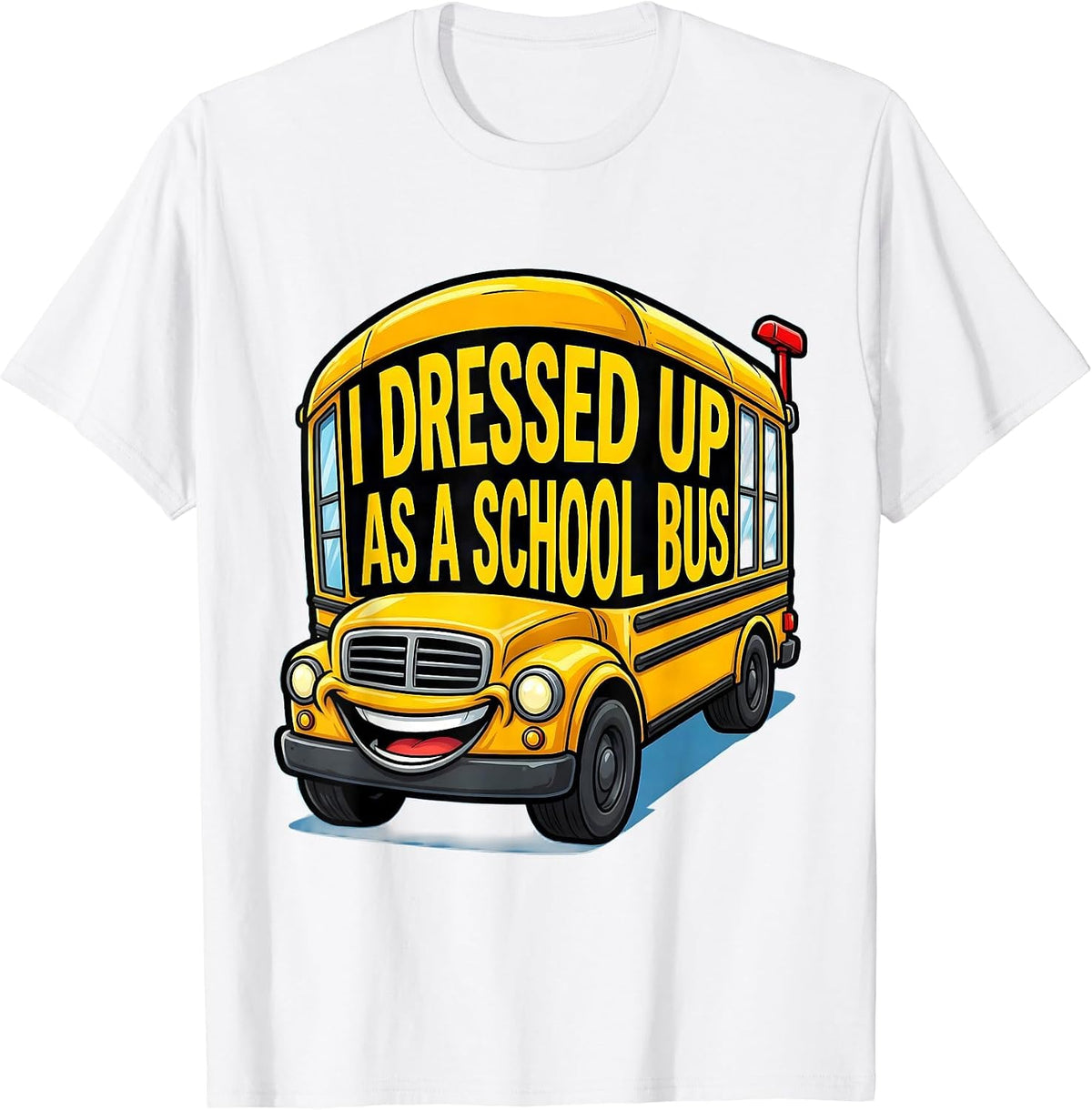 Men's I Dressed Up As A School Bus Funny Cartoon Halloween Costume T-Shirt - White