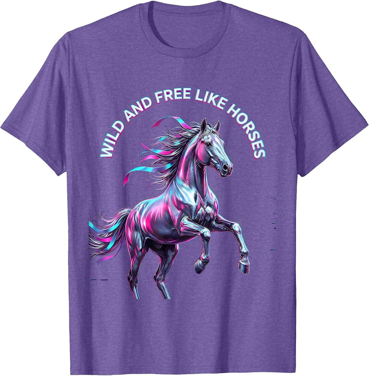 Men's Wild and Free Like Horses Equestrian Design T-Shirt - Purple Heather