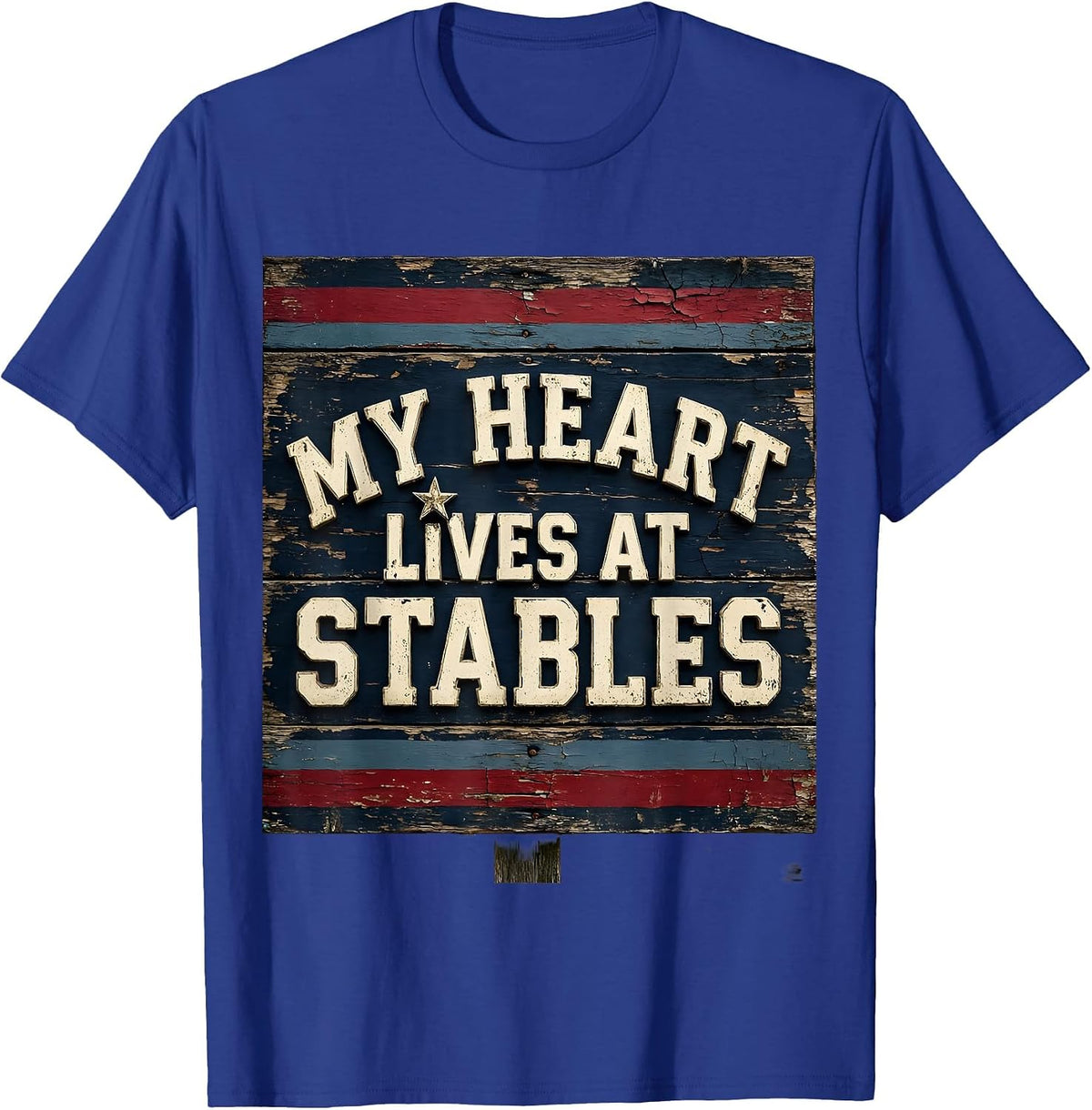 My Heart Lives At Stables Horse Lover Design T-Shirt - Royal Blue