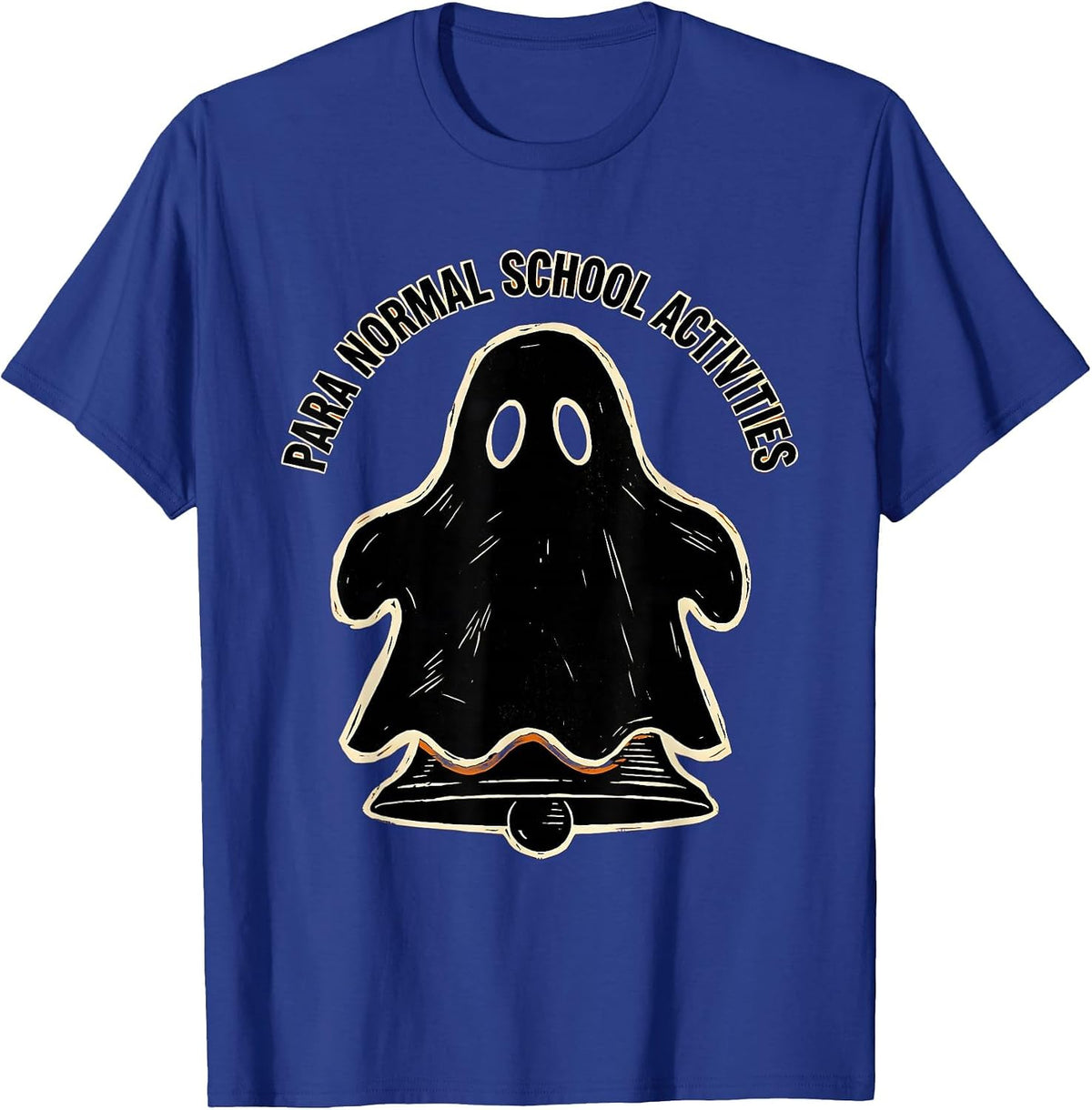 Men's Para Normal School Activities Linocut Ghost Paraeducator T-Shirt - Royal Blue