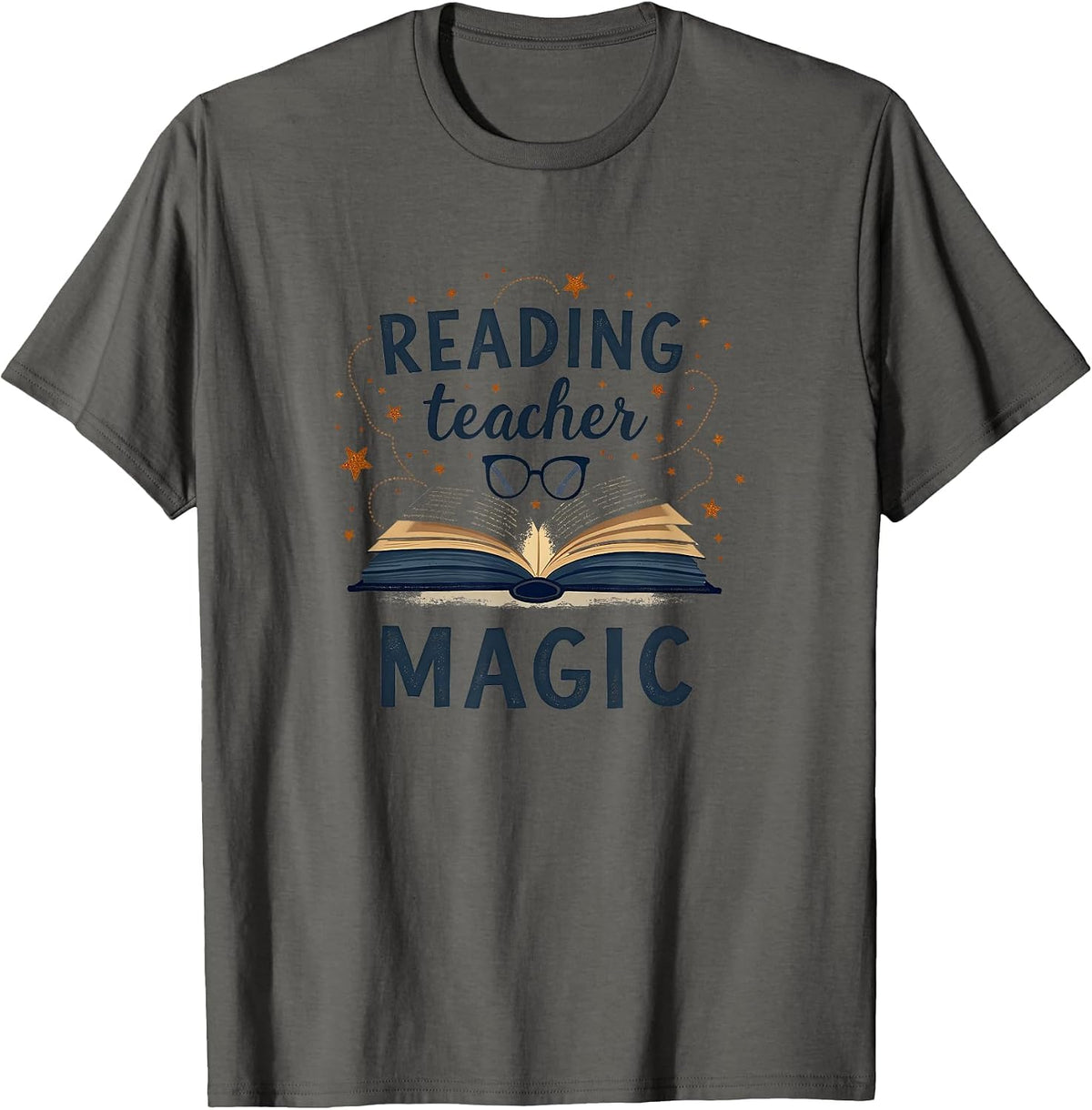 Reading Teacher Magic Educational Design T-Shirt - Asphalt Grey