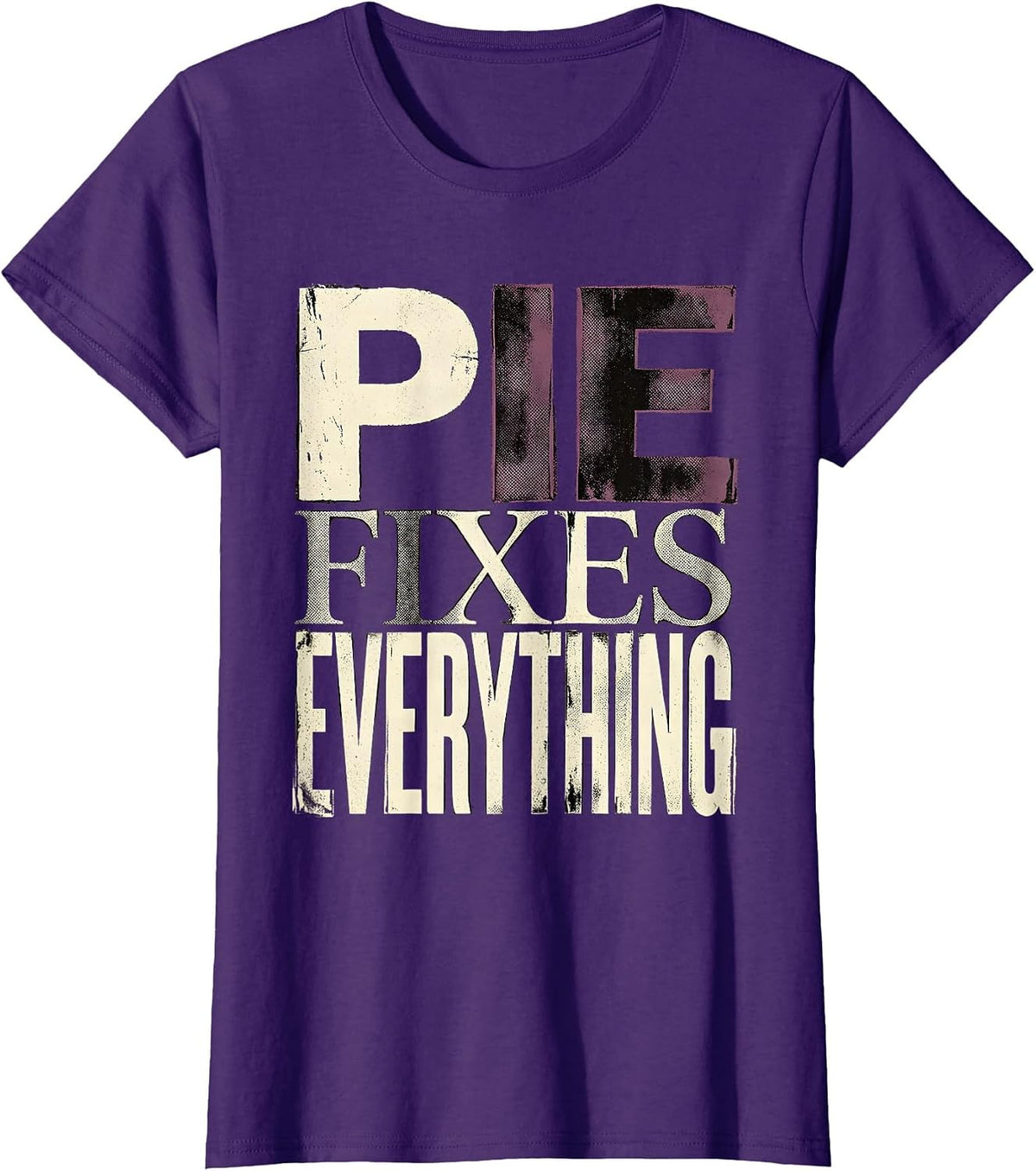 Women's Pie Fixes Everything Funny Thanksgiving Design T-Shirt - Purple