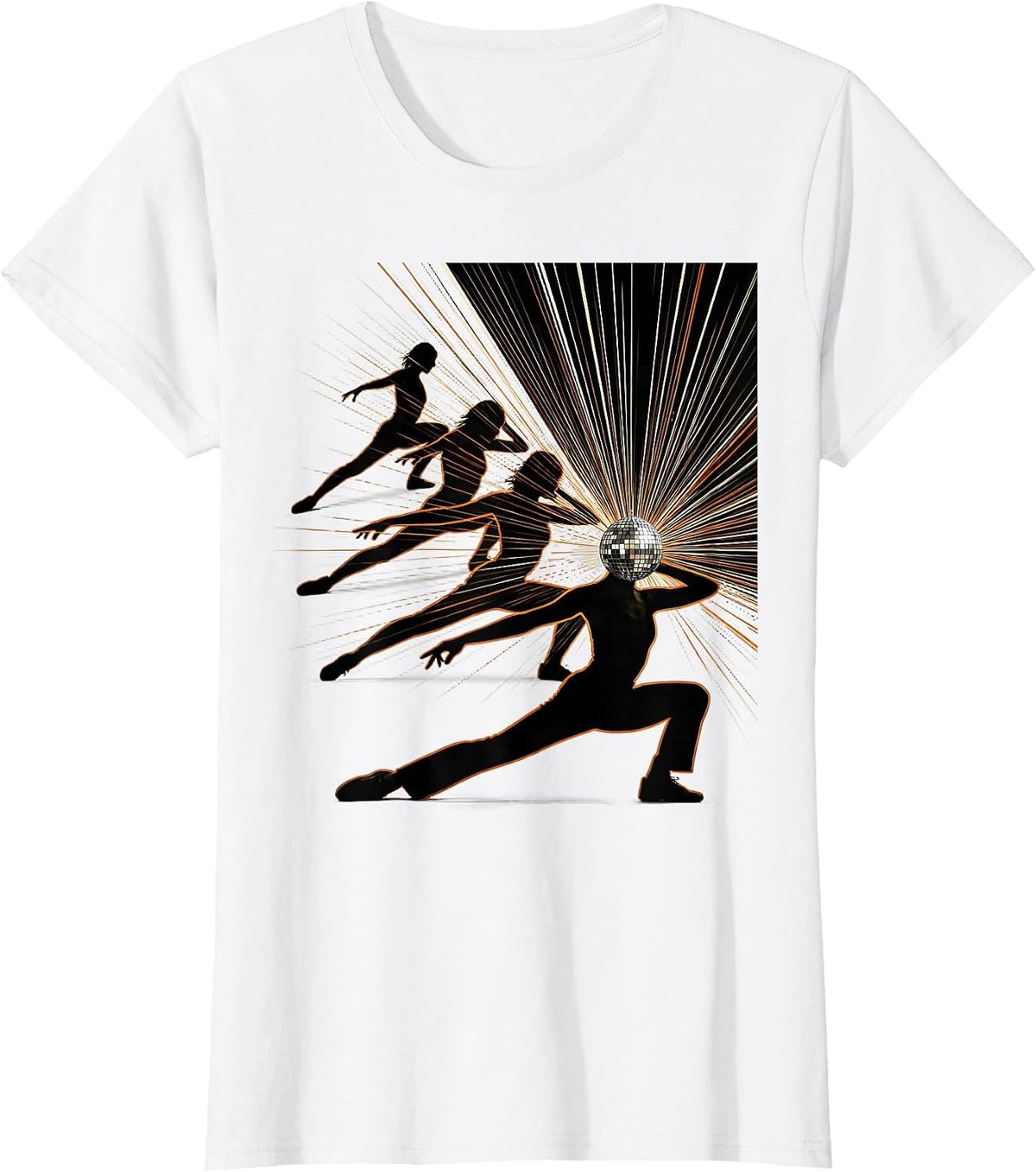 Disco Dancer Silhouette Futurism 70s Party T-Shirt - White