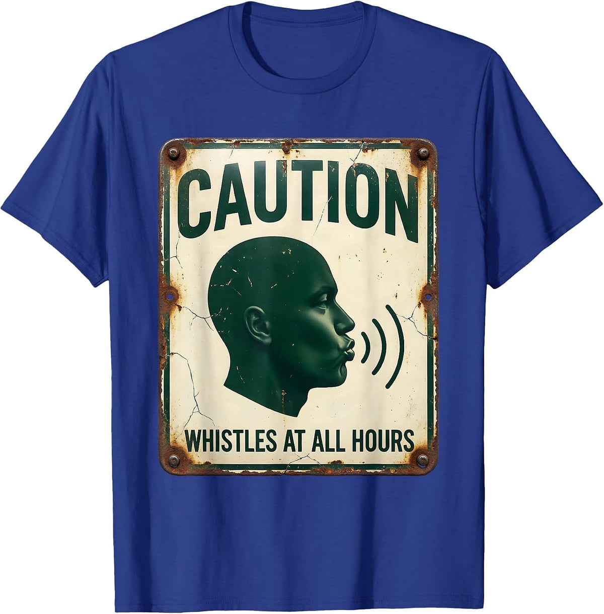 Men's Caution: Whistles At All Hours Vintage Funny Music Lover T-Shirt - Royal Blue