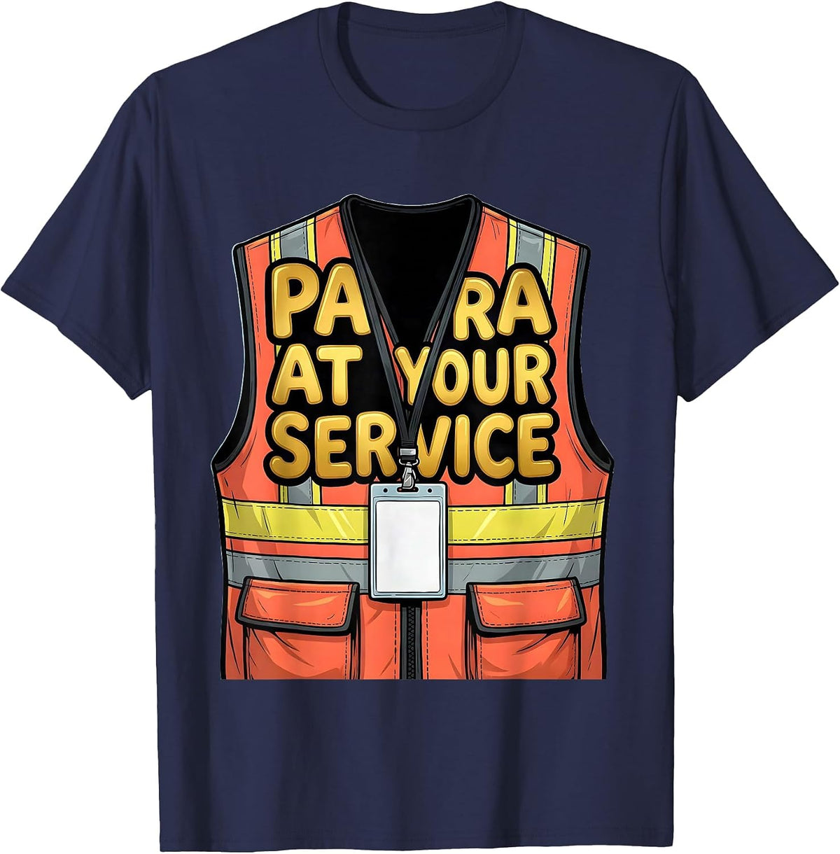 Para At Your Service Funny Paraeducator Support Staff Humor T-Shirt - Navy Blue