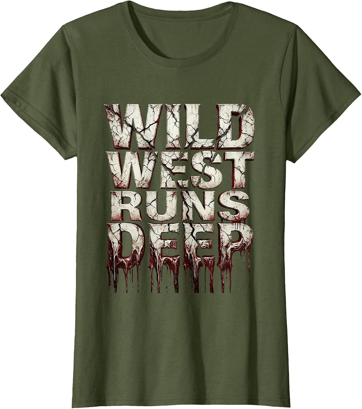 Women's Wild West Runs Deep Western Heritage Design T-Shirt - Olive Green