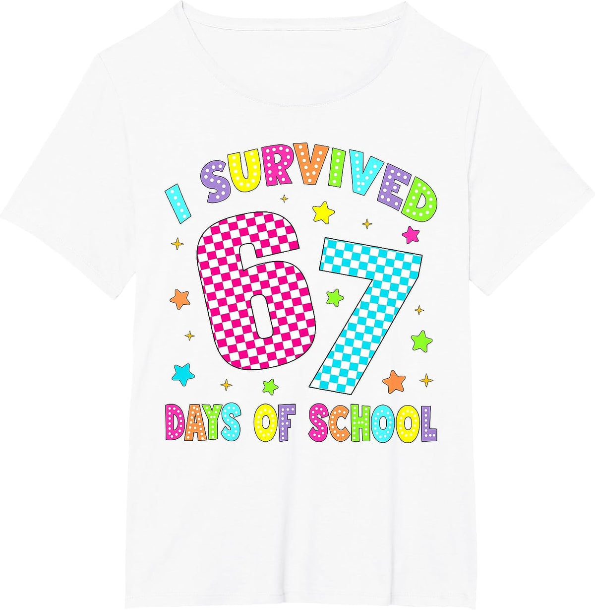 I Survived 67 Days of School Six Seven 67 Meme Slang Kids T-Shirt - White