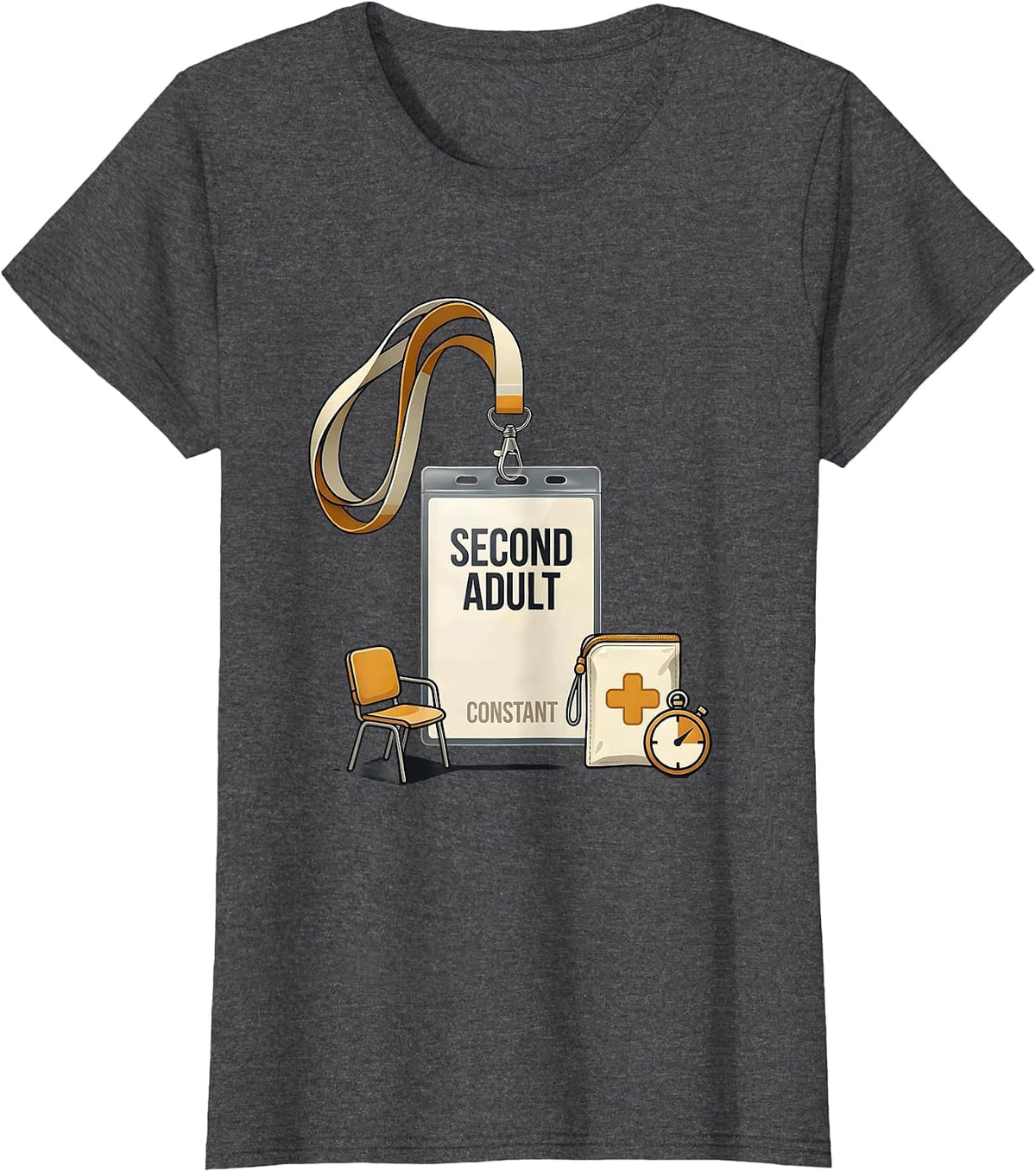 Women's Second Adult Constant Editorial Conceptual Paraeducator Back T-Shirt - Dark Heather Grey