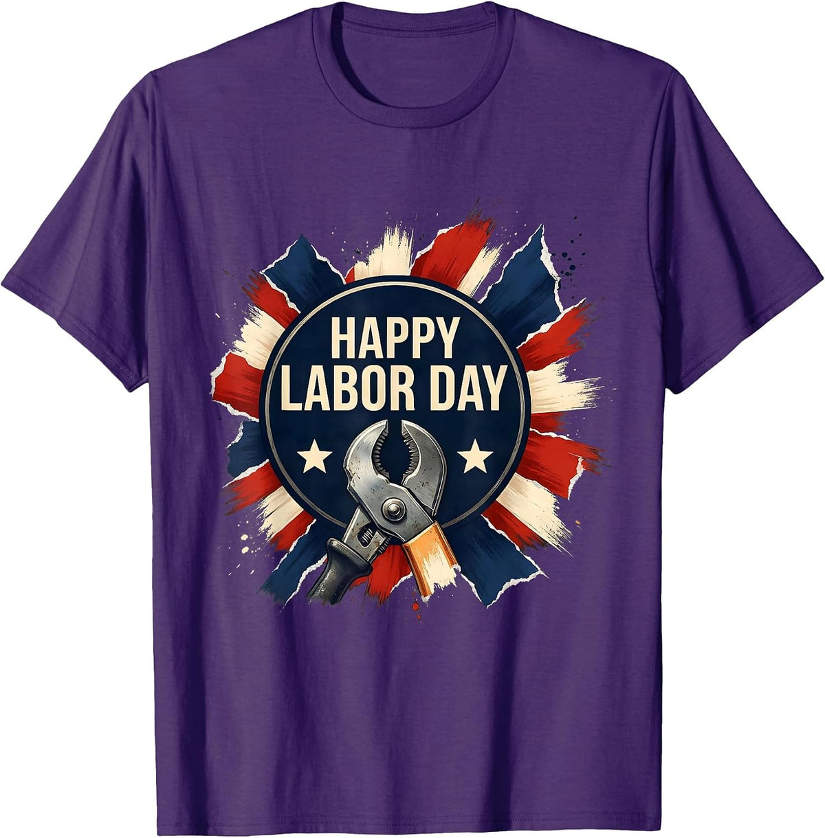 Men's Happy Labor Day Patriotic Union Worker Pride Custom Style T-Shirt - Purple