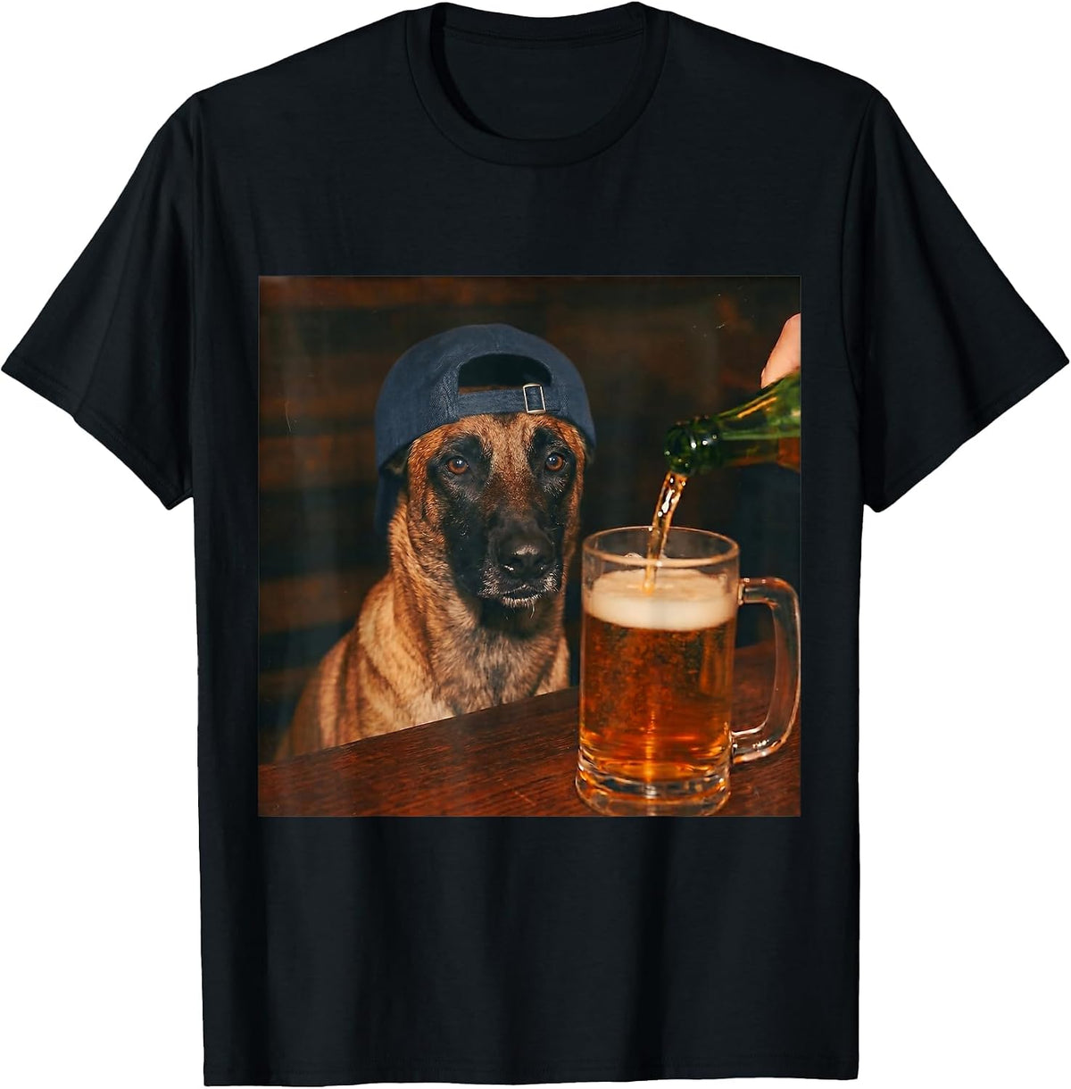 Belgian Malinois Drinking Beer Funny Fathers Day Dog Meme T-Shirt - Black