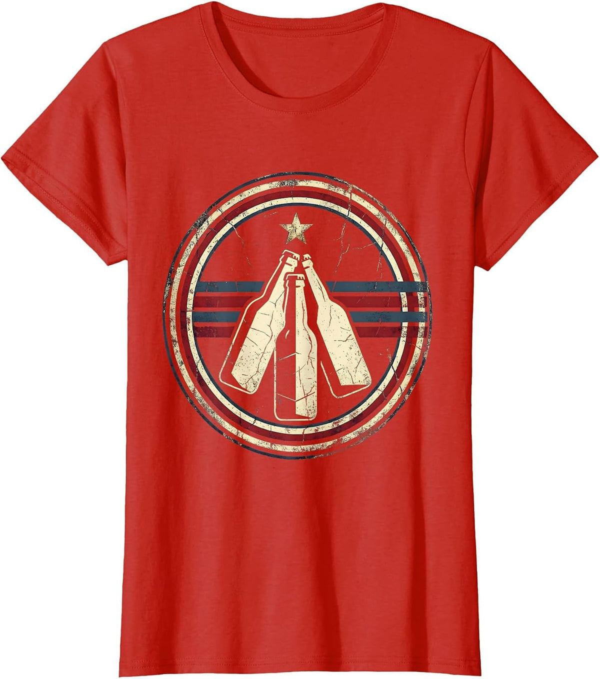 Labor Day Workers Clinking Beer Bottles Graphic T-Shirt - Red