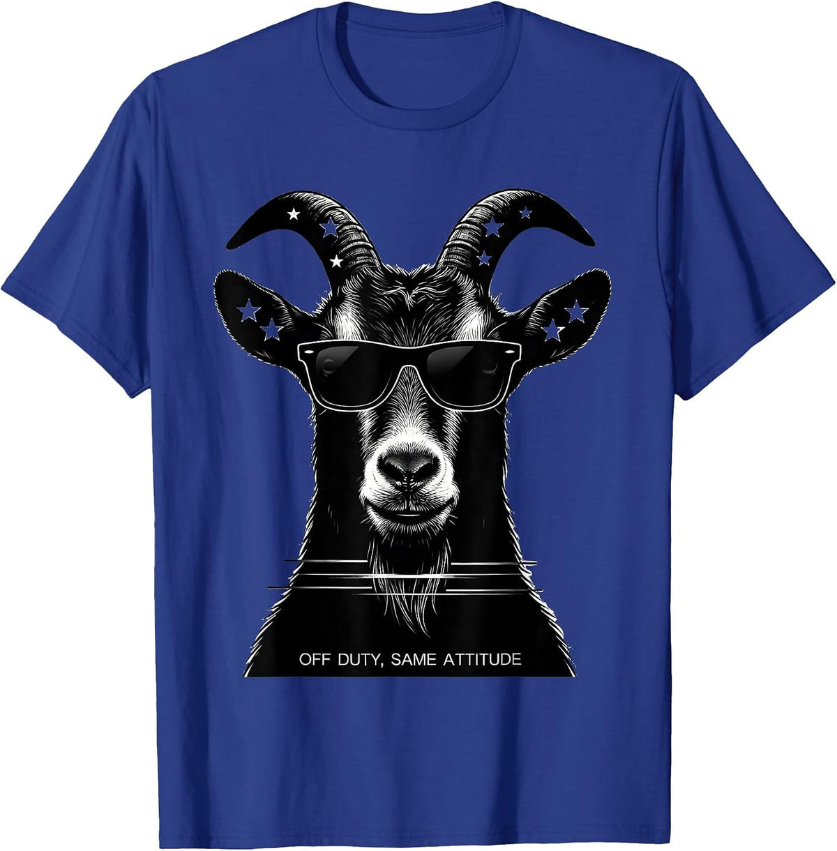Men's Off Duty Same Attitude Funny Goat Lover Animal Humor T-Shirt - Royal Blue