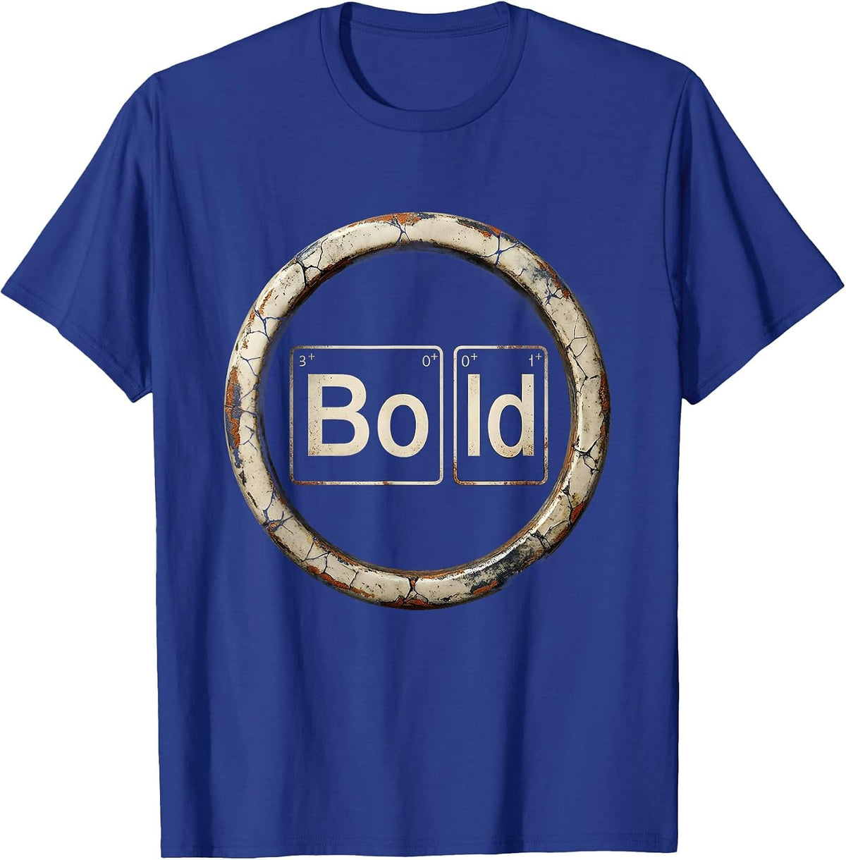 Men's BOld Distressed Science Nerd Periodic Table Pun Humor T-Shirt - Royal Blue