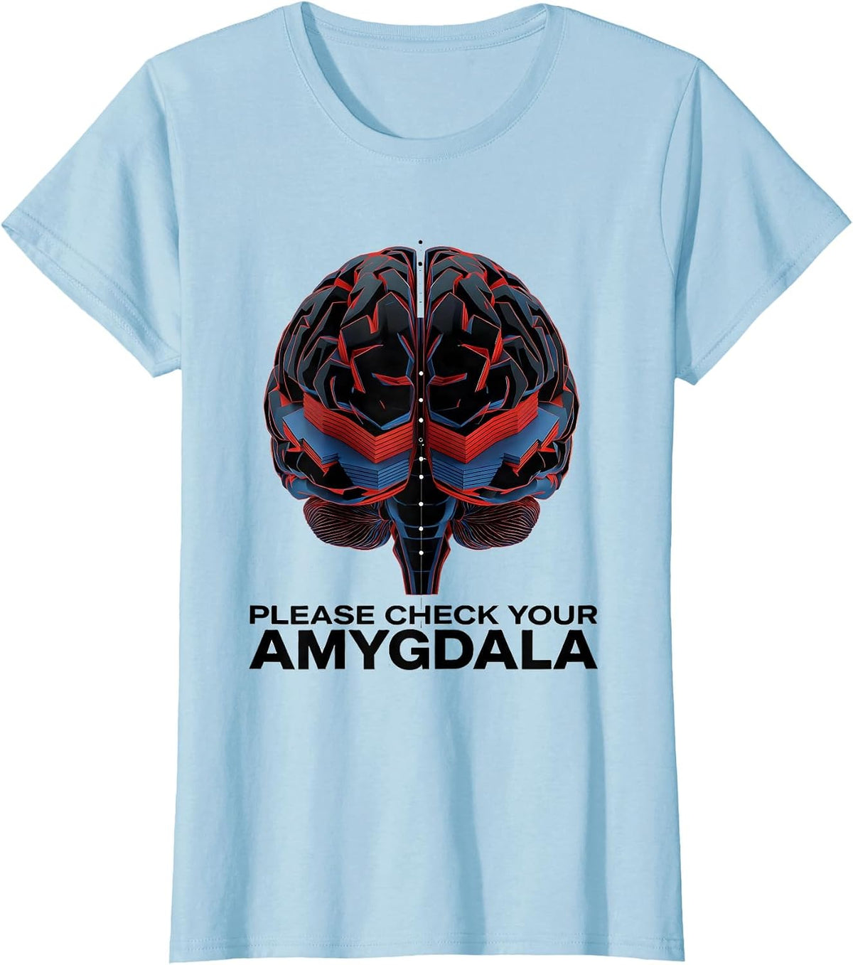 Please Check Your Amygdala Bauhaus Modernist Science Humor T-Shirt - Baby Blue