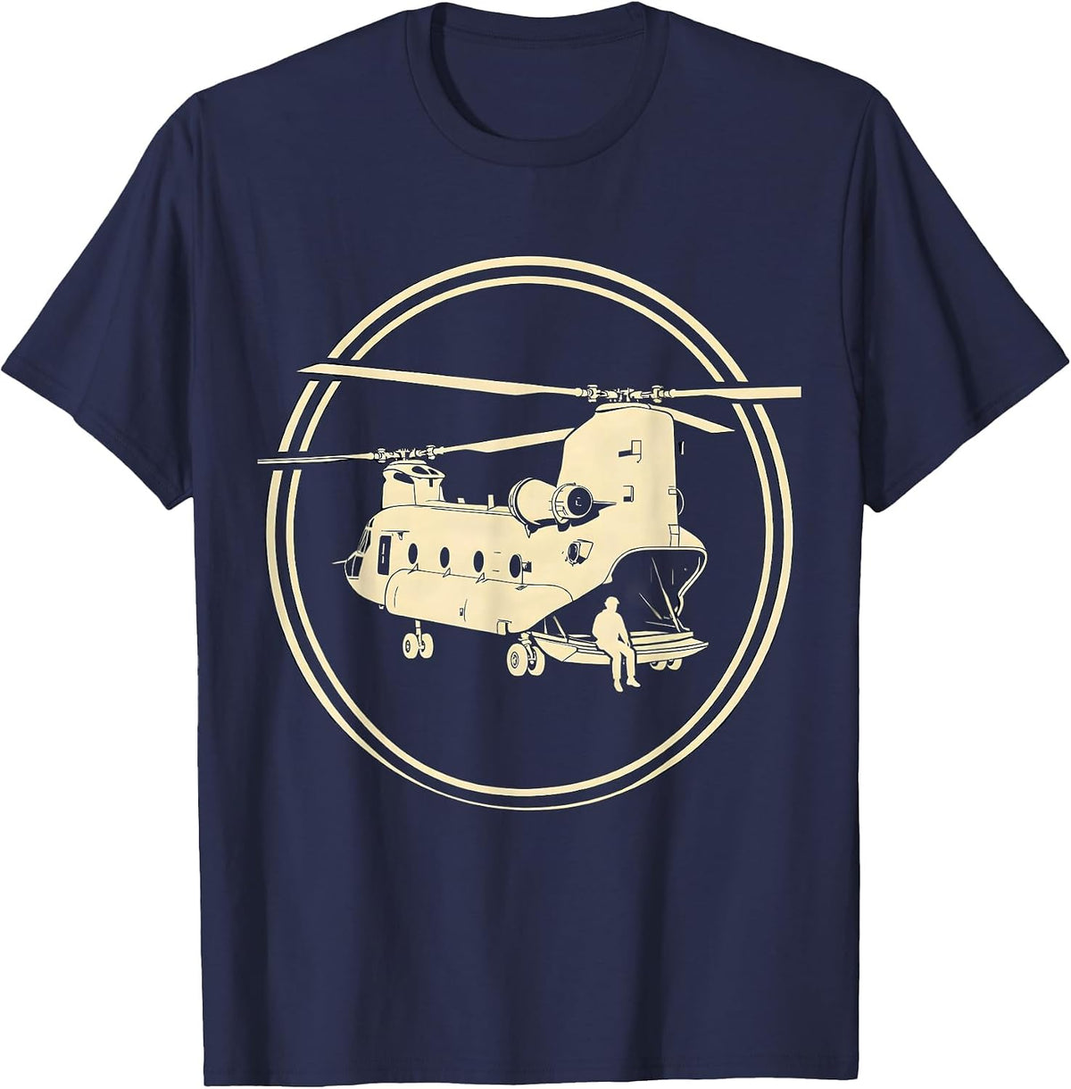Men's CH-47 Chinook Helicopter Pilot Aviation Veteran Pride T-Shirt - Navy Blue