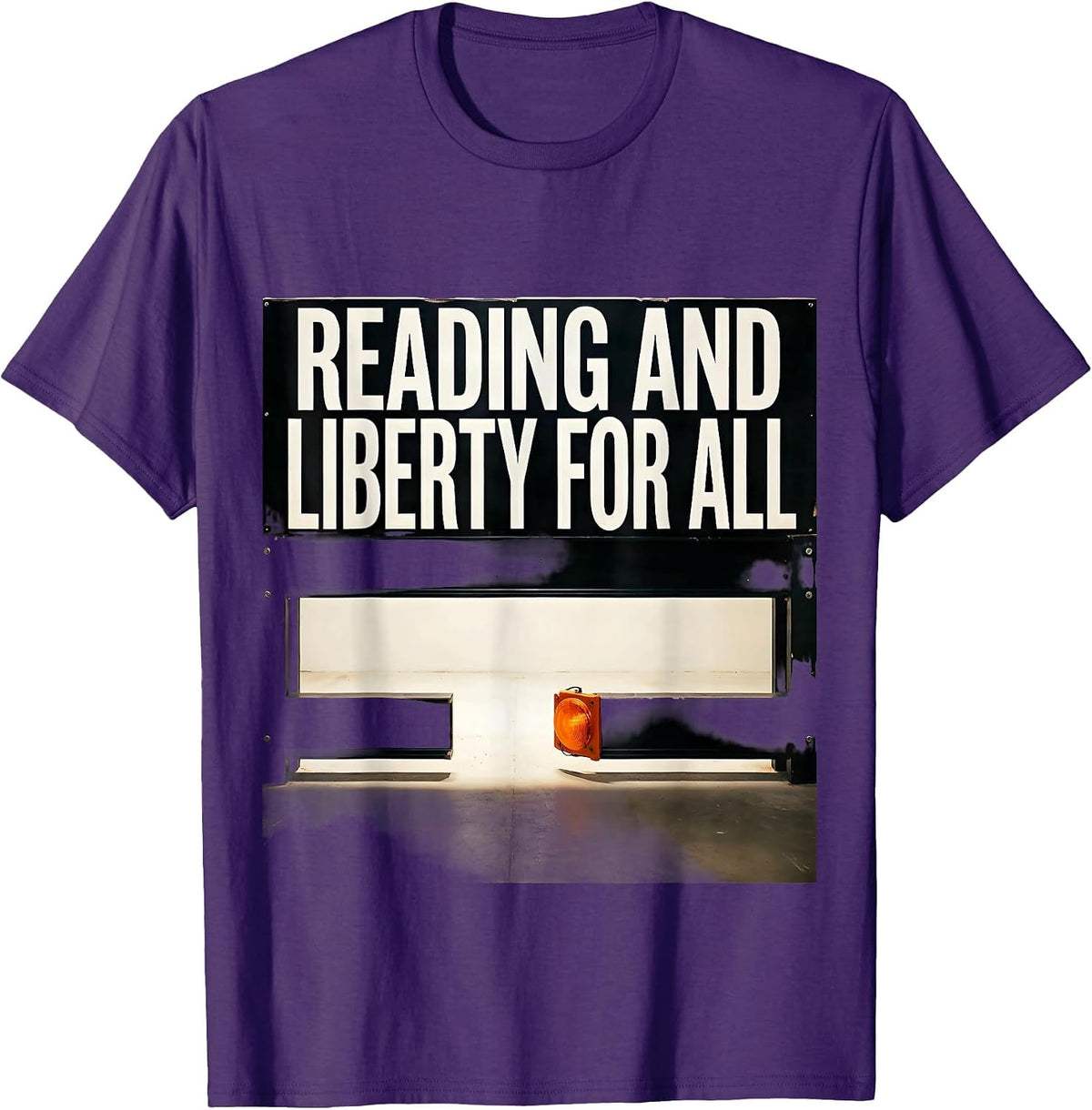 Men's Reading And Liberty For All Brutalist Literacy Justice T-Shirt - Purple