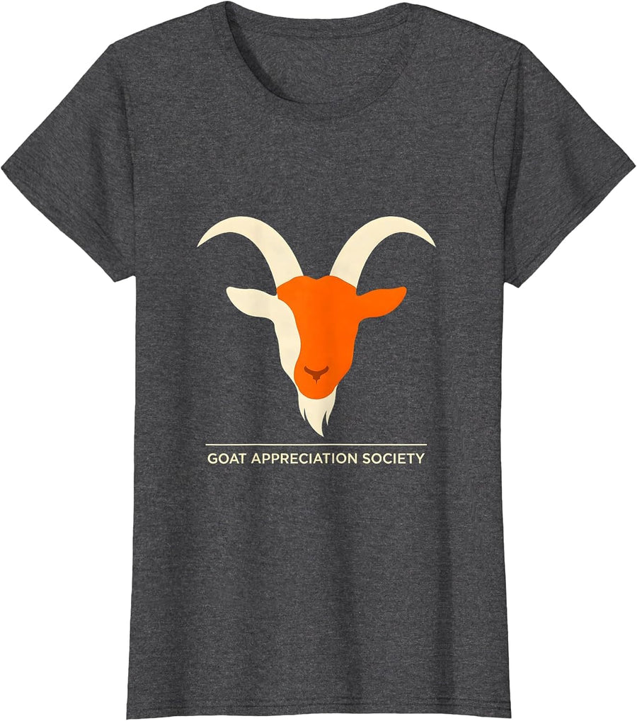 Women's Goat Appreciation Society Funny Goat Lover Gift Animal Badge T-Shirt - Dark Heather Grey