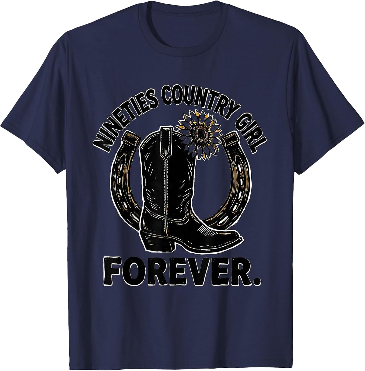 Men's Nineties Country Girl Forever Retro Design T-Shirt - Navy Blue