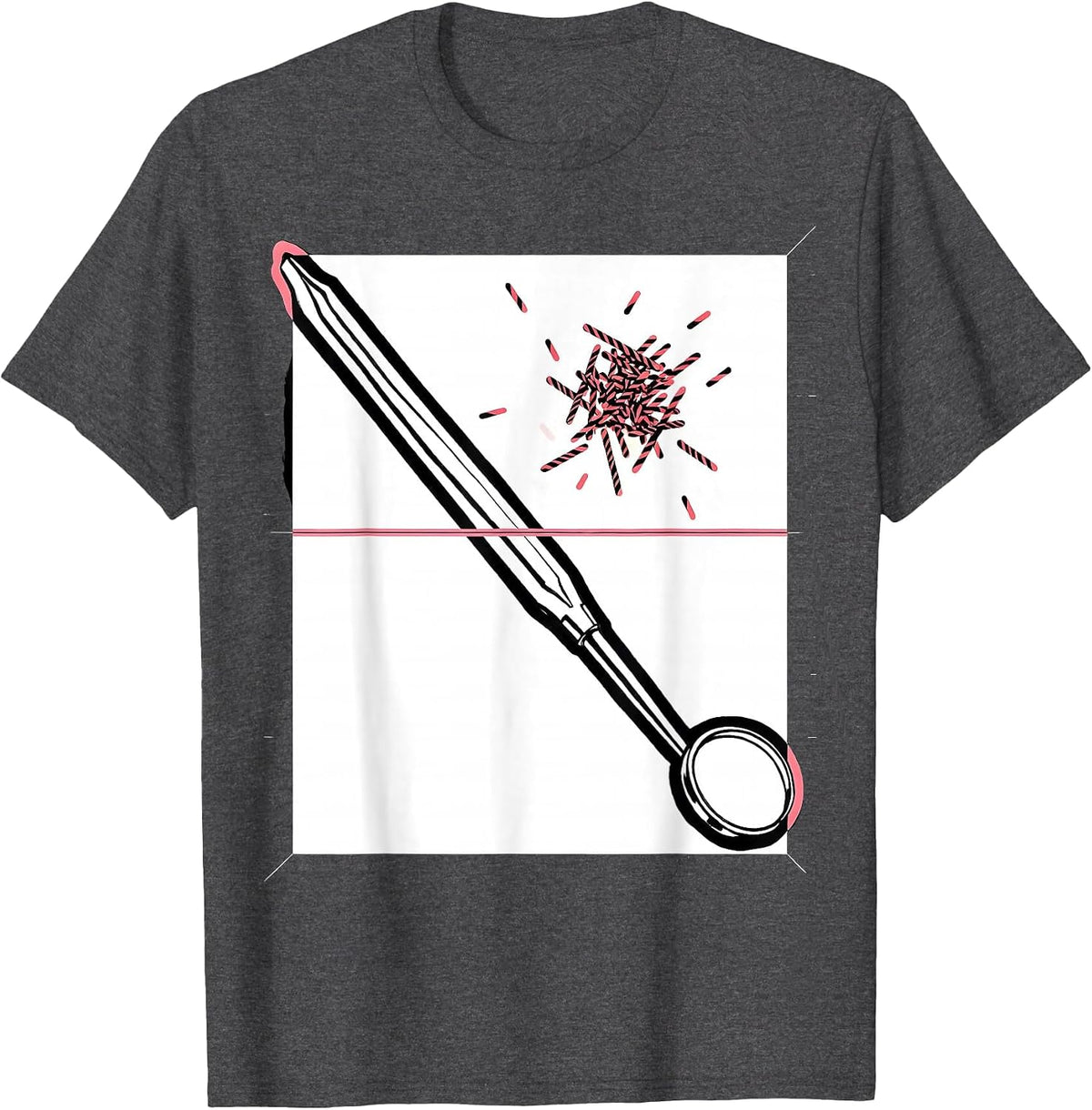 Dental Explorer Christmas Dentist Novelty Humor T-Shirt - Dark Heather Grey